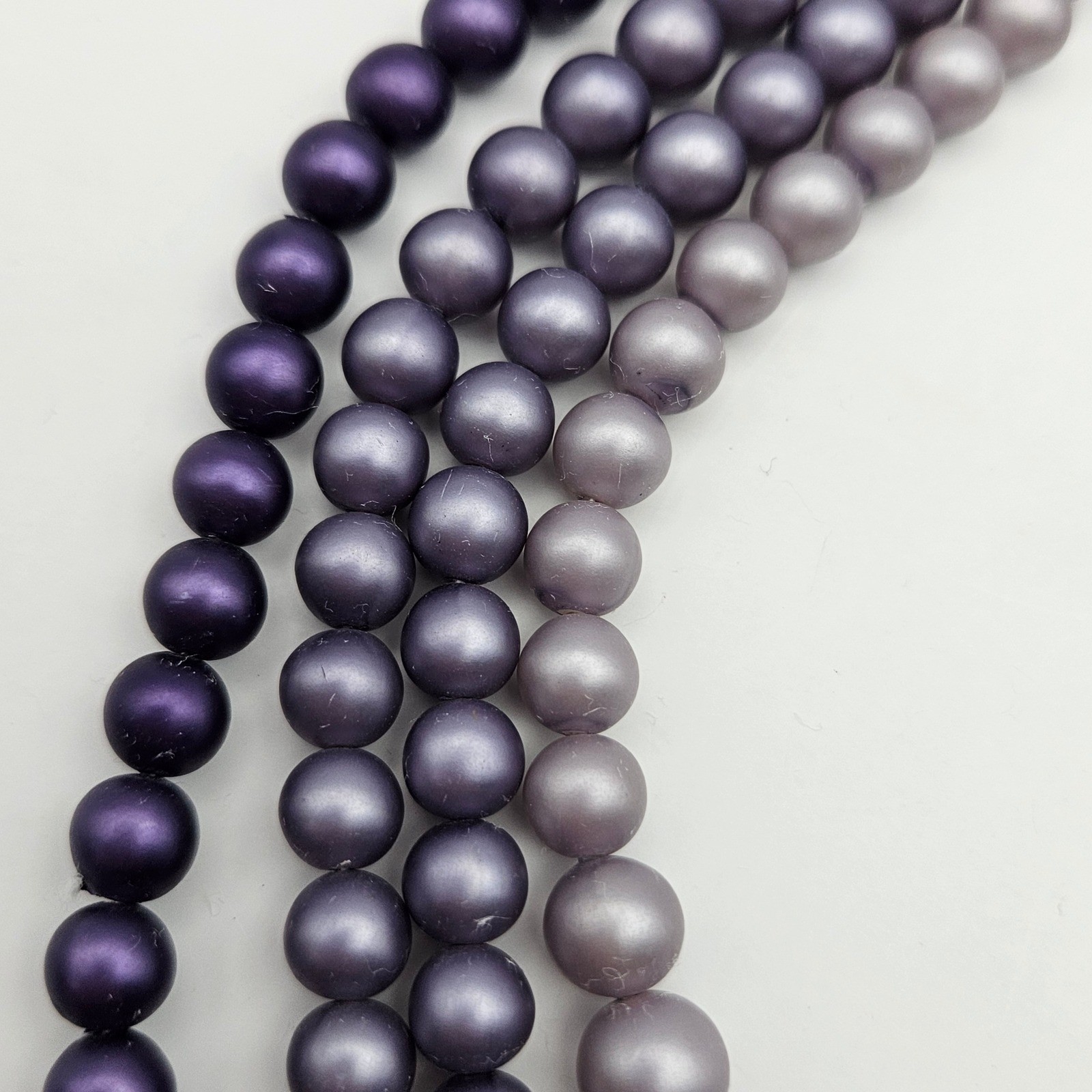 Vintage Purple Ombre Faux Pearl Bead 4 Strand Bib Necklace Graduated Lavender