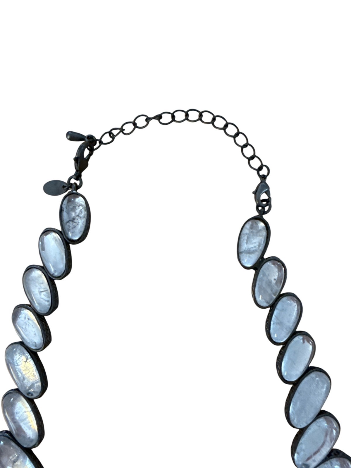 Vintage Kiam Family Rock Clear Crystal Hematite Statement Necklace