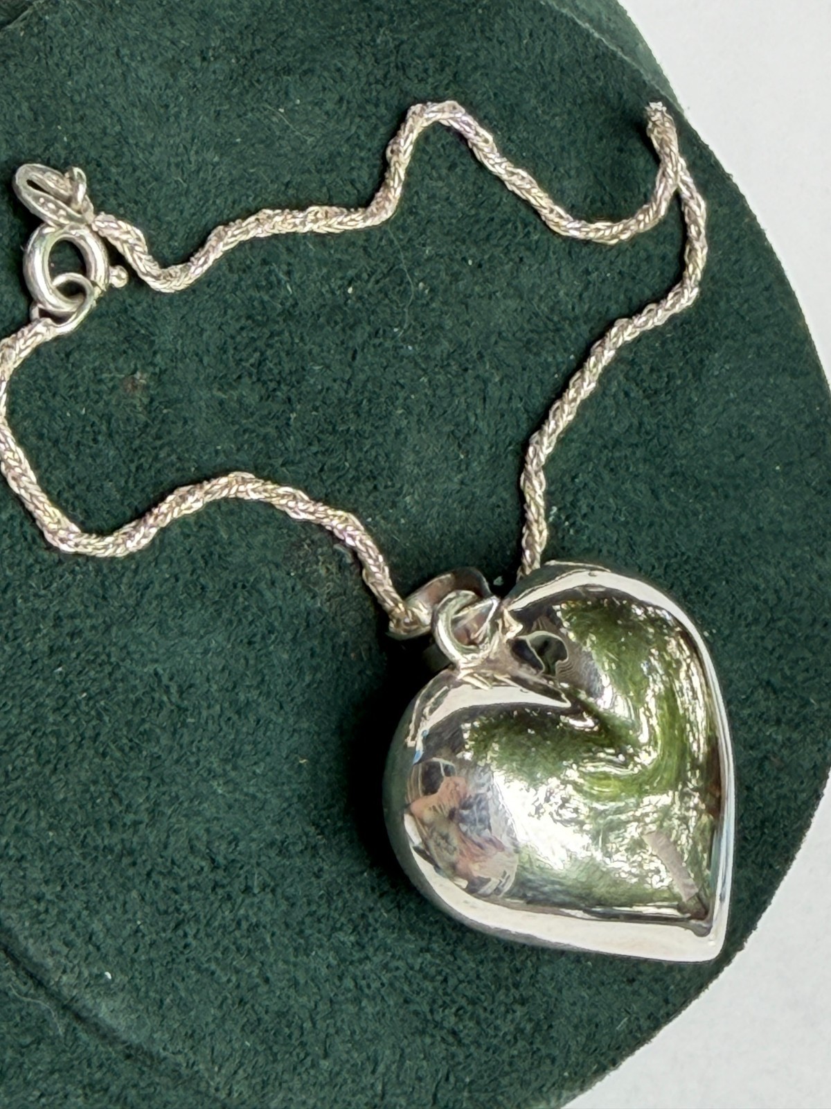 Vintage 7″ 925 Italian ISC sterling silver bracelet w/large puffed heart — B