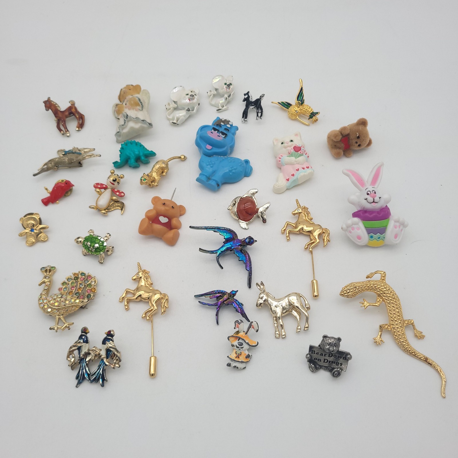 Animals Bears Horses Lapel Pin Brooch Mix Lot – Fashion Jewelry Some Vtg Lizards