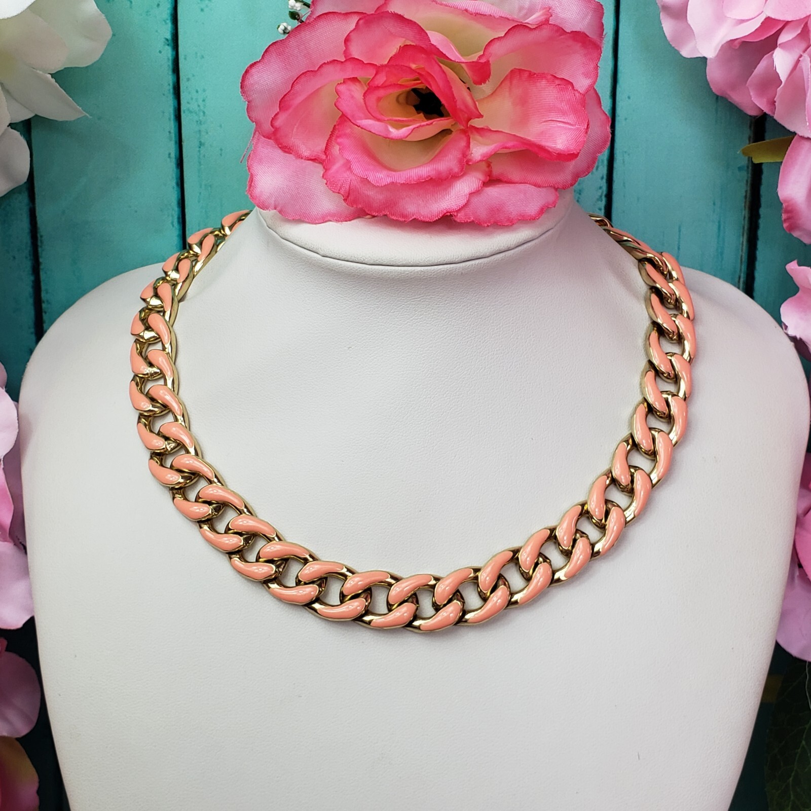 Trendy Large Enamel Cuban Link Chain Statement Necklace Chic Insta Collar