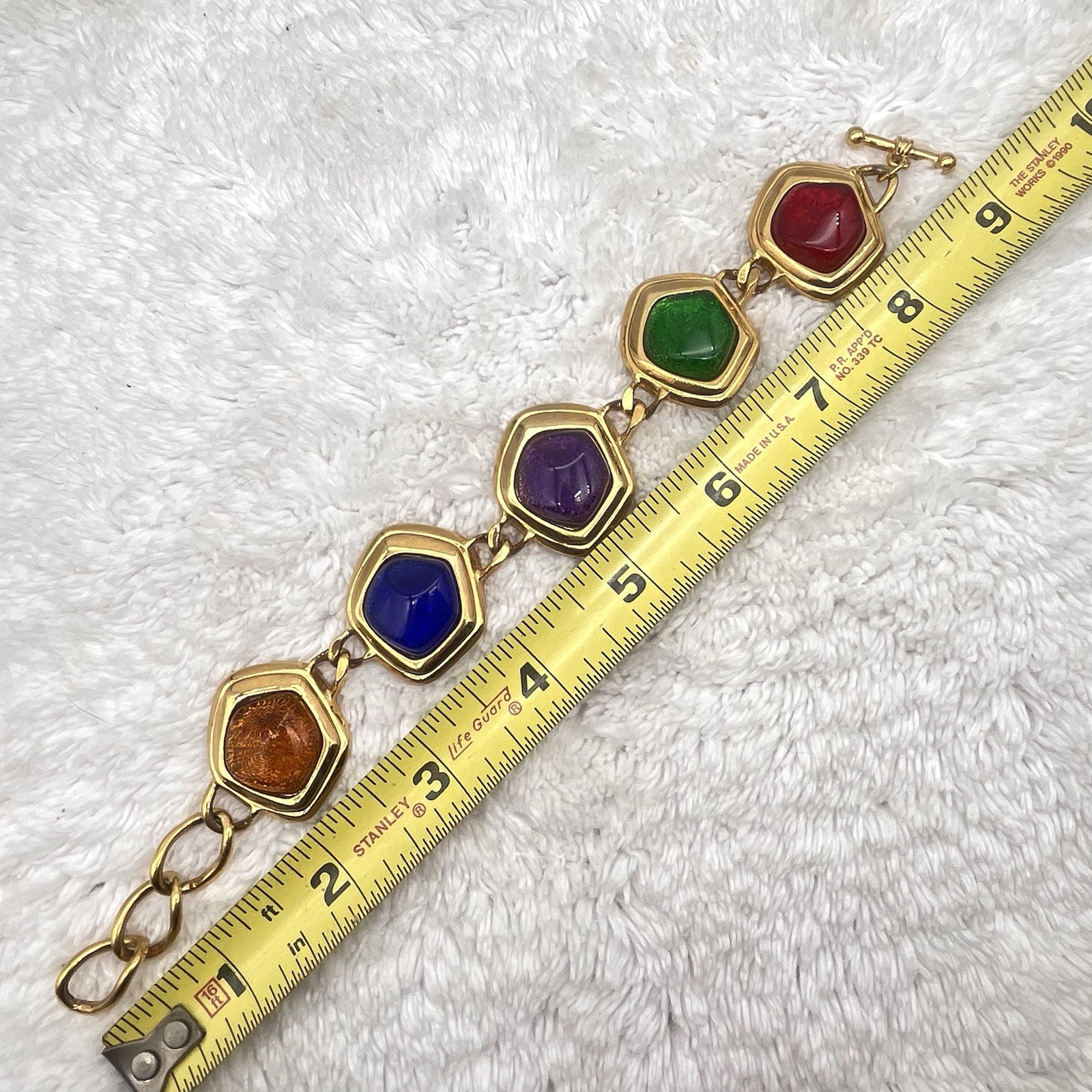 Vintage KJL for Avon Bracelet Caprianti Collection Jewel Tone Cabochons 9”