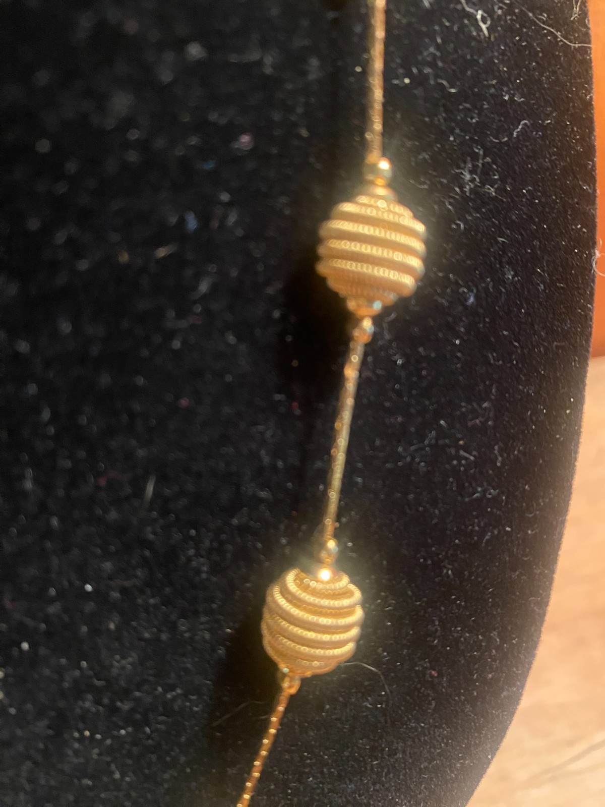 Trifari Gold Tone Beaded Necklace Textured Orb Beads Signed Elegant 18″