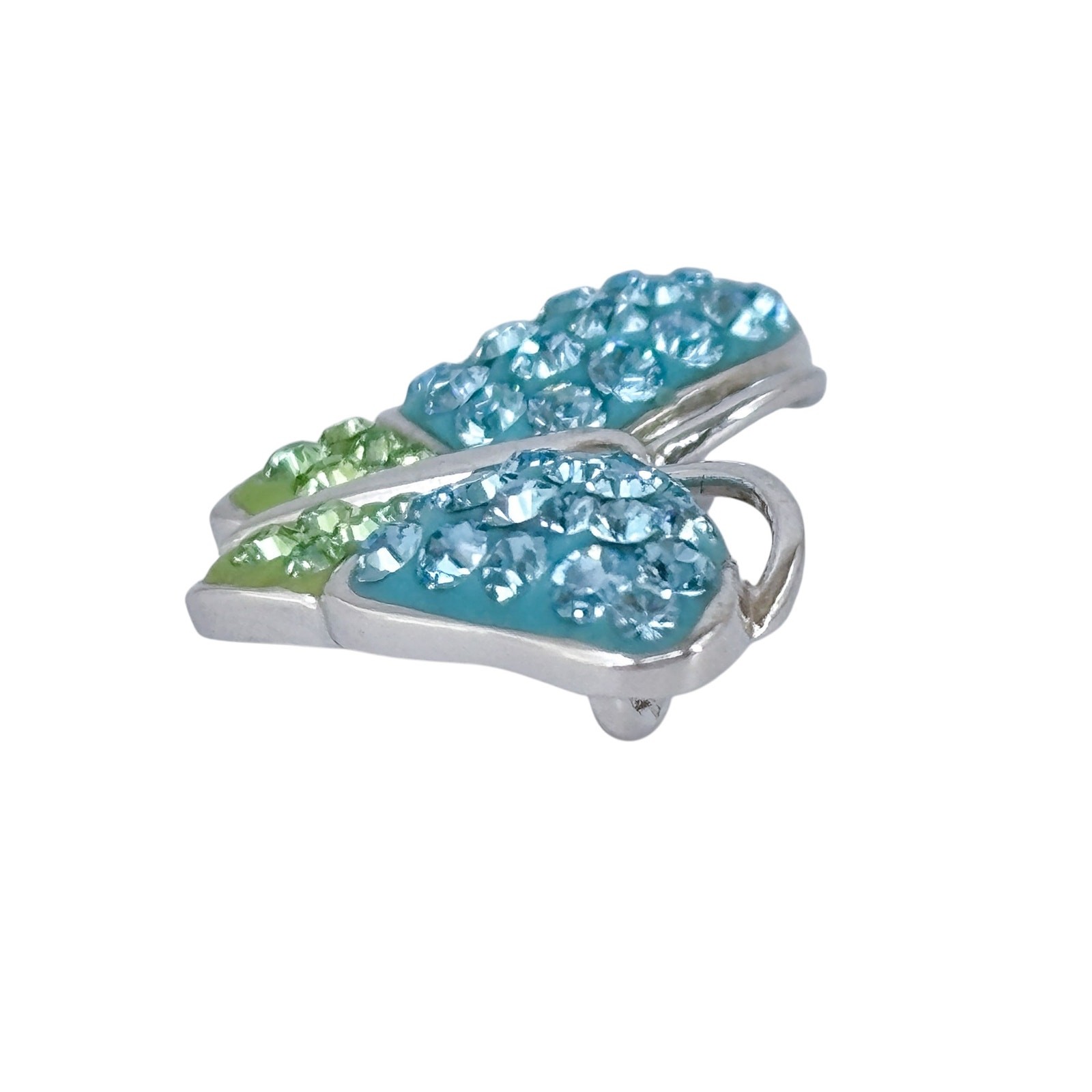Blue & Green Crystal Pendant | Vintage Sterling Silver 925