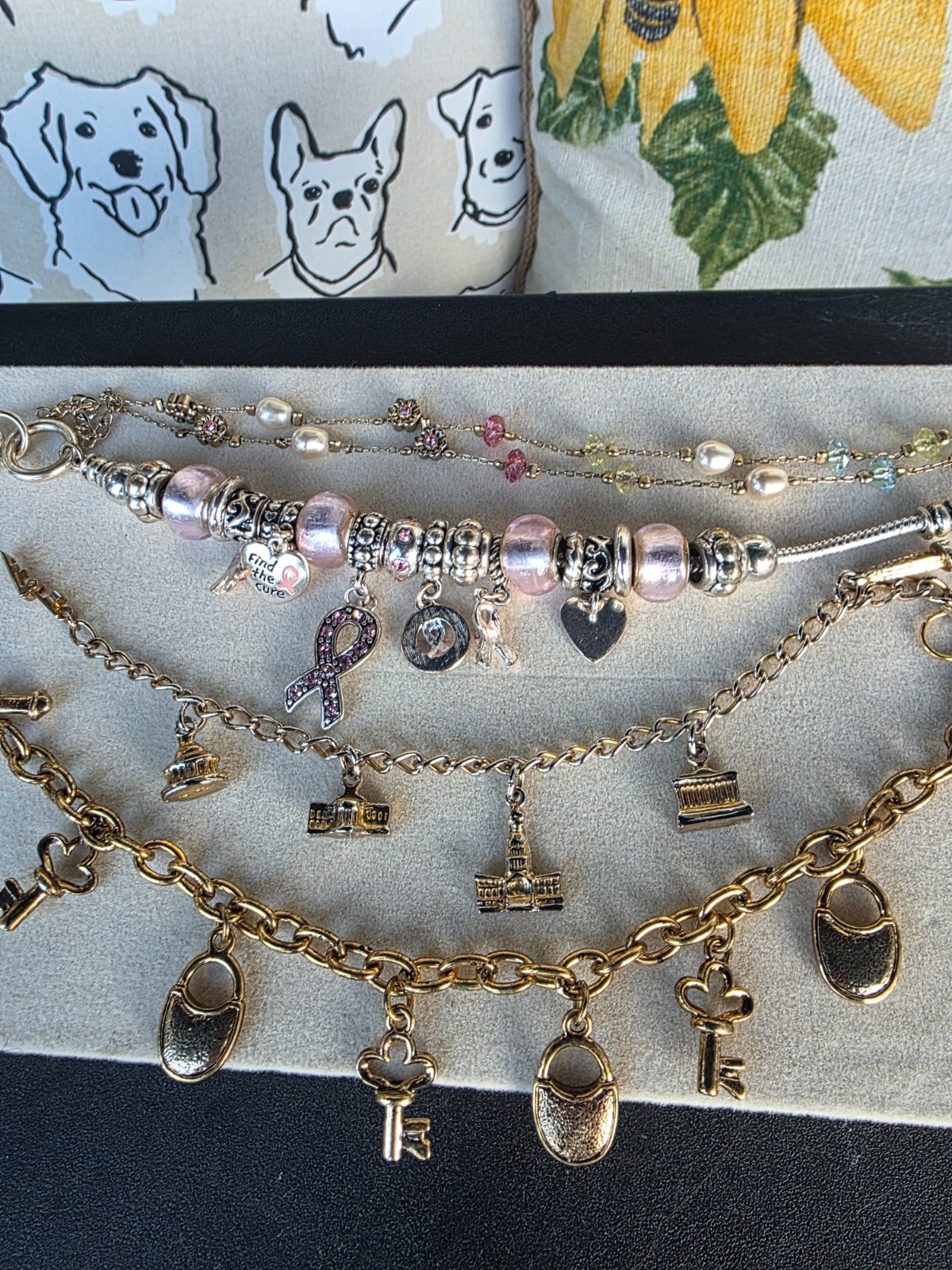 4 Vintage-to-Modern Bracelet Lot Charm Bracelets Beaded Style Stackable Mixed