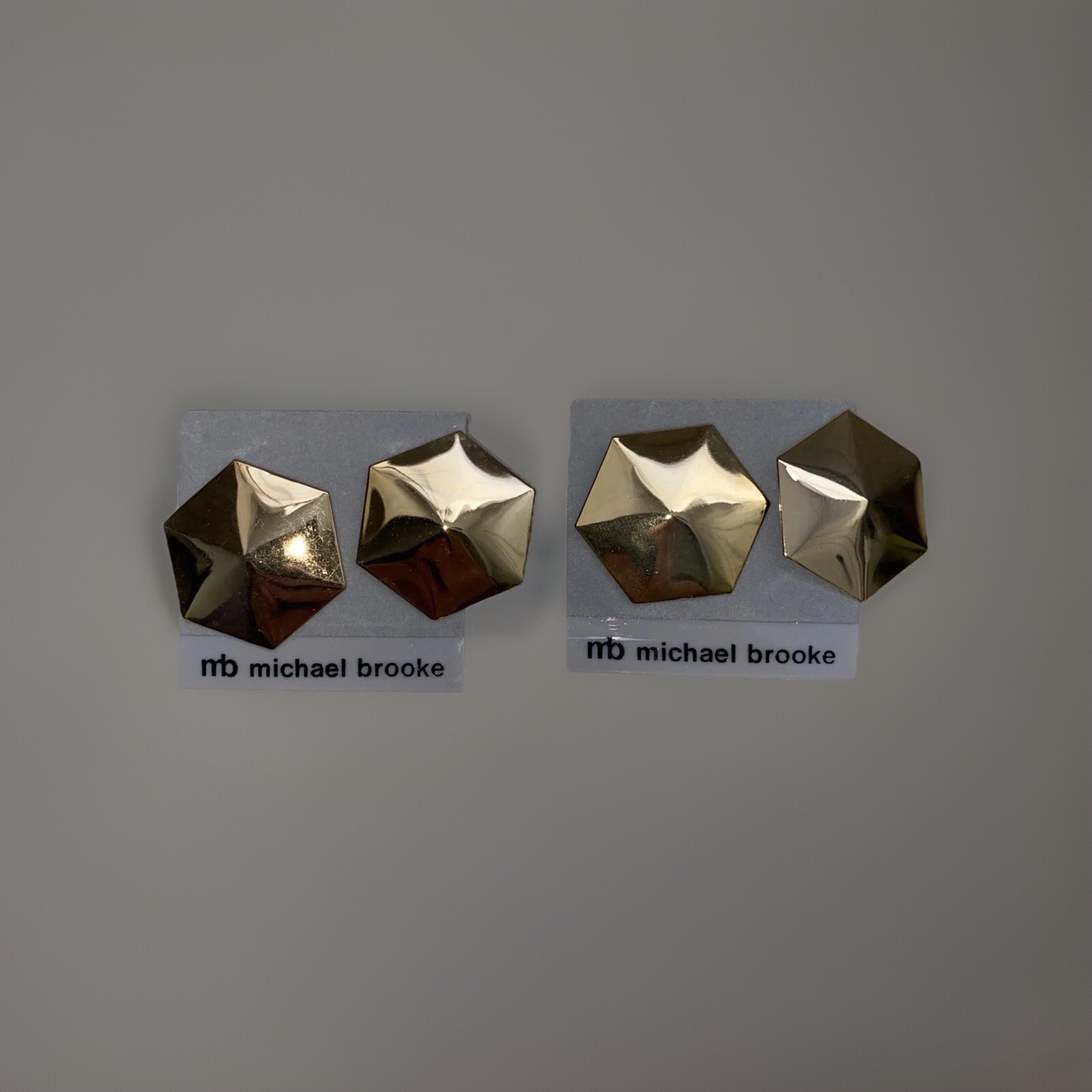 Vintage Mb Michael Brooke Pierced Earrings Set Of 2 Gold Tone 1980’s New