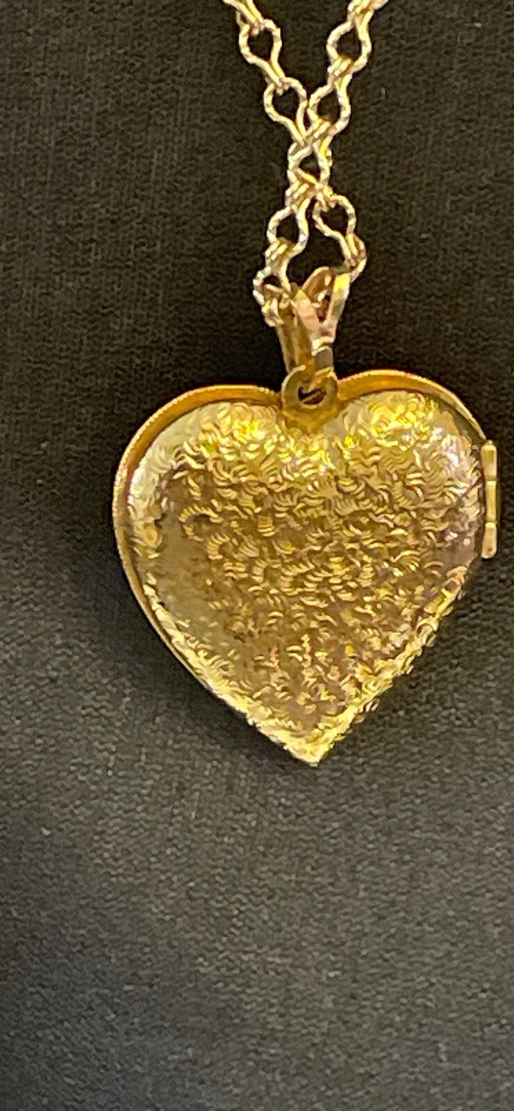 Signed1928-14k Gold Dipped Necklace W Heart Shaped Gold N Clear Crystals Locket