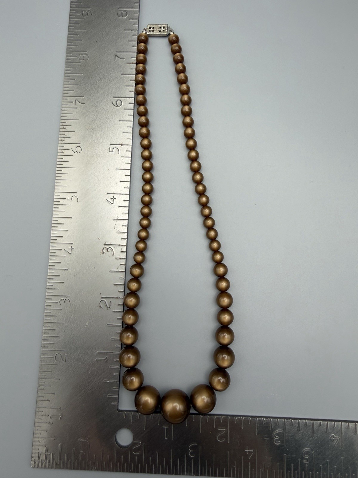 Vintage Brown Moonglow Lucite Bead Necklace & Matching Screw-On Earrings Set