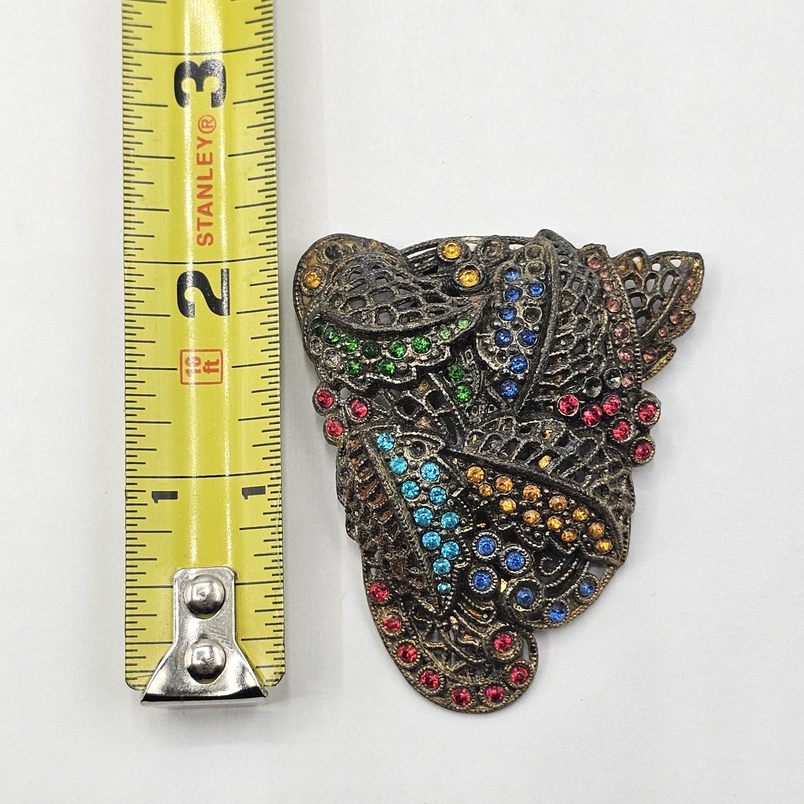 Beautiful Vintage Little Nemo Art Deco Rhinestone Leaf Dress Clip