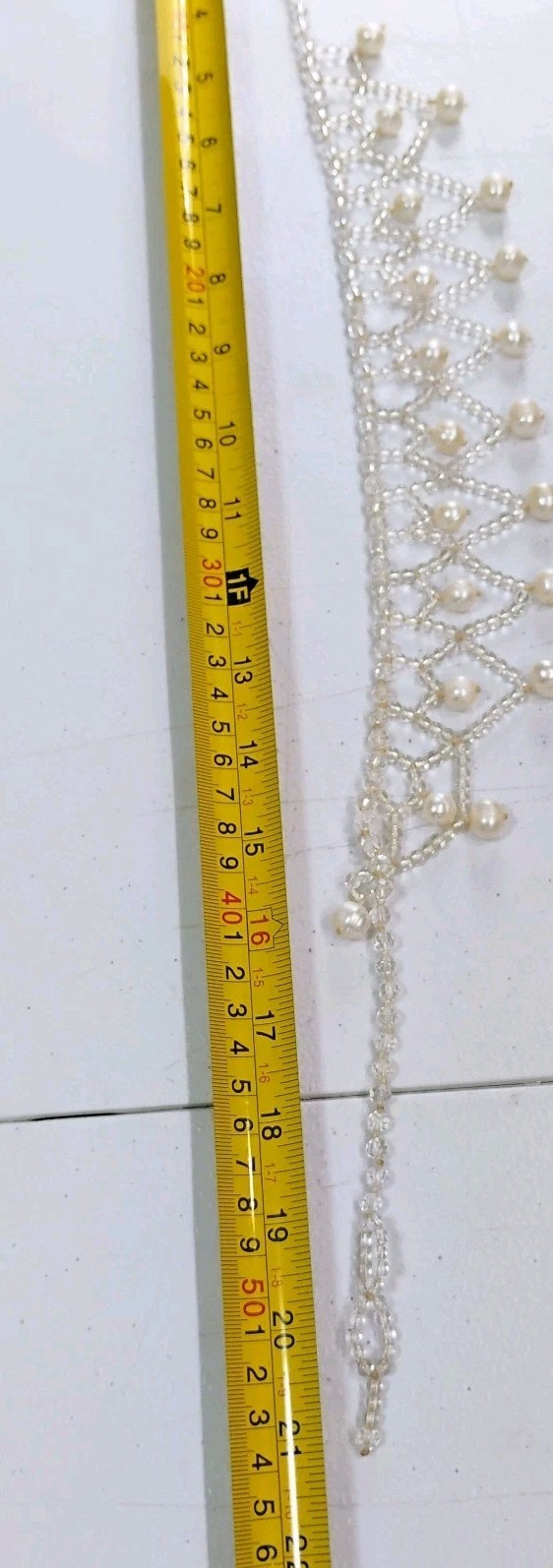 Vintage Cultured Pearl Bib Necklace Clear Glass Beads 21in