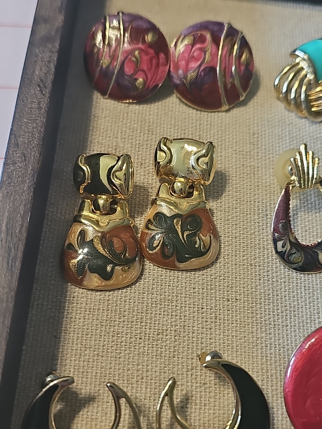 Retro Bright Enamel Post Earring 10 Pair Lot