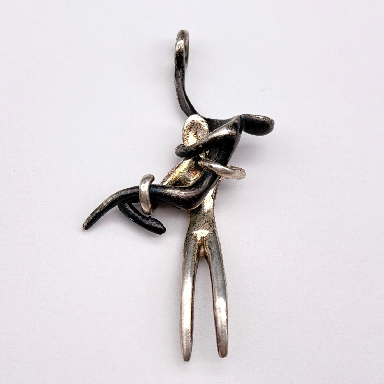 Vintage Modernist Abstract Lovers Sculpture Sterling Silver Pendant