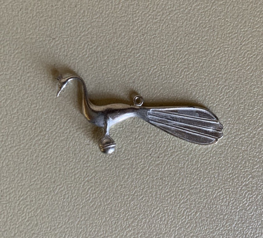 Rare Vintage Stieff Pewter Peacock Bird Pendant Ornament Signed