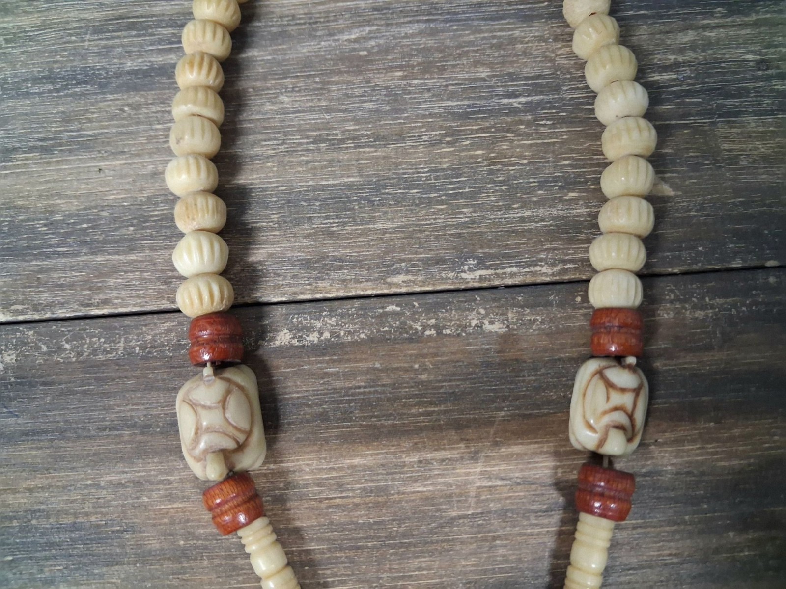 Vintage Tribal Style Necklace Wooden Other Unknown Carved Turtle Ancestral Mask