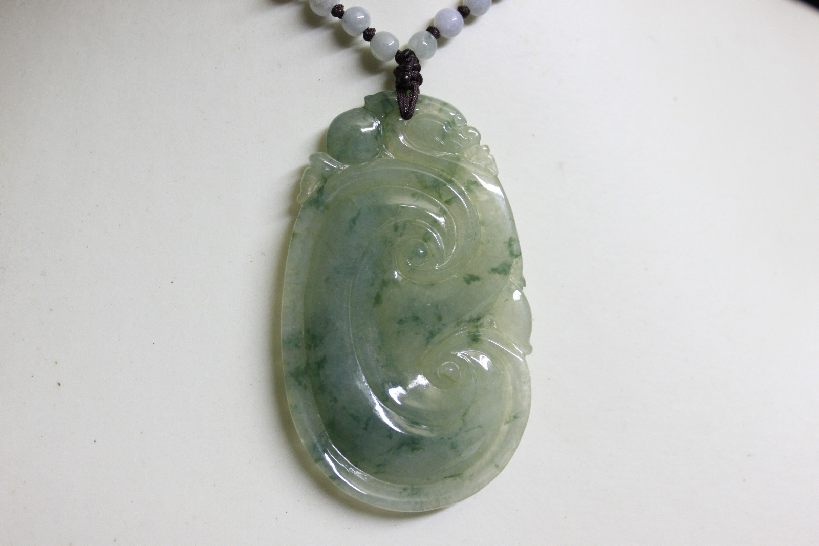CERTIFIED Grade A Natural Jade Icy Green Jadeite Ruyi Pendant RARE #P1065