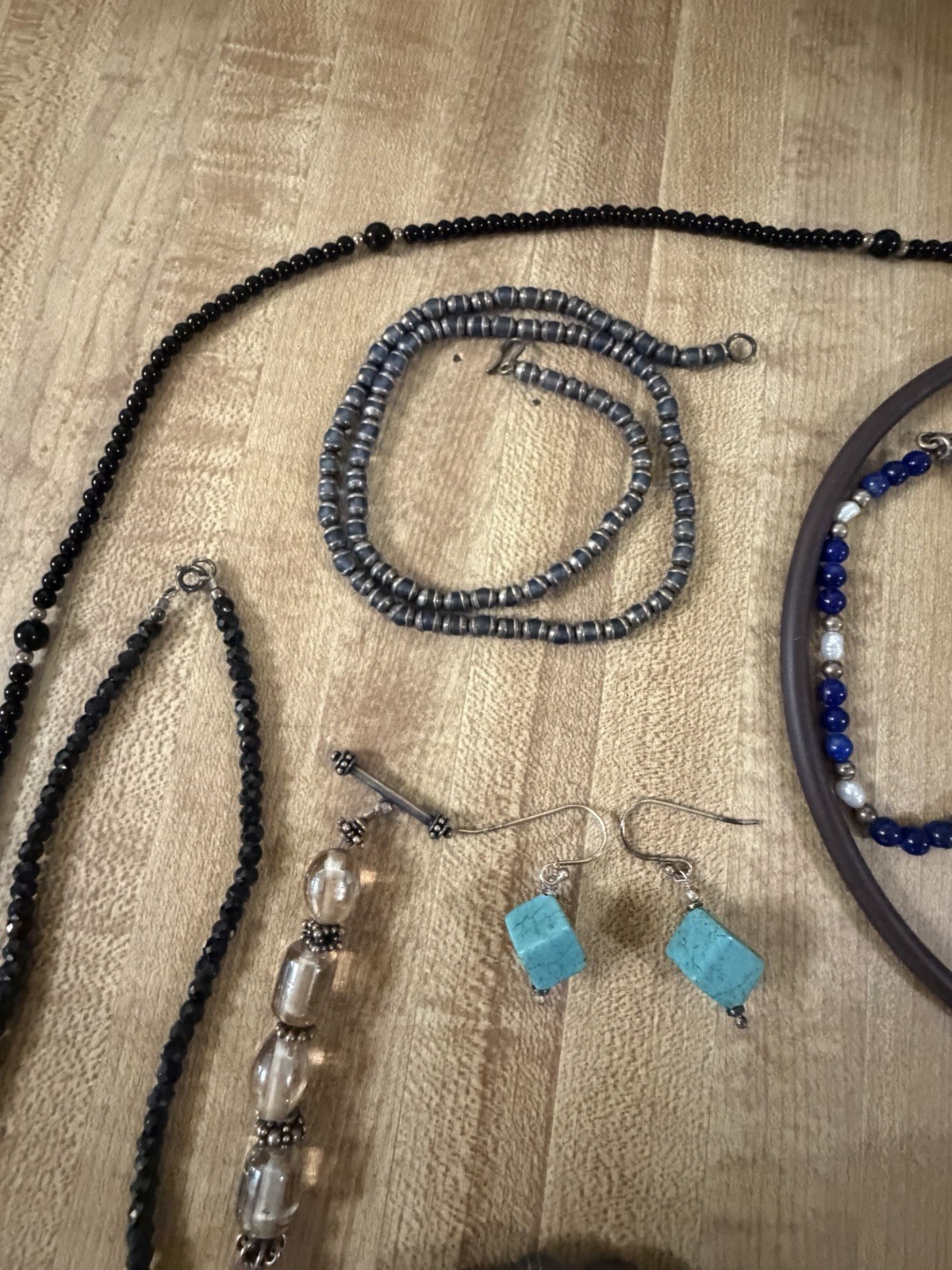 Sterling Silver Vintage Modern Mix Bead Plastic Stone Necklaces Bracelet Lot