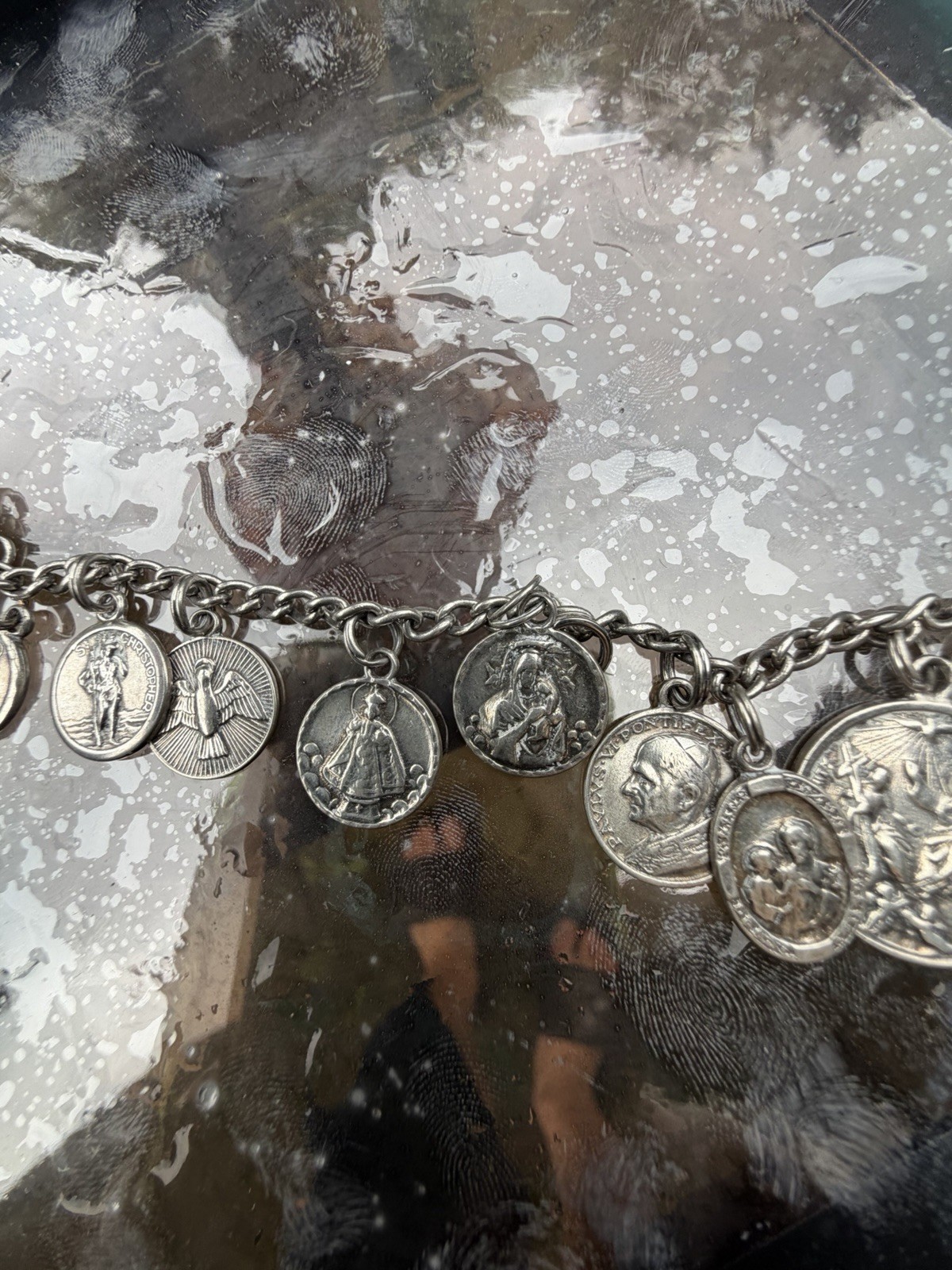 Vintage Sterling Religious Charm Bracelet