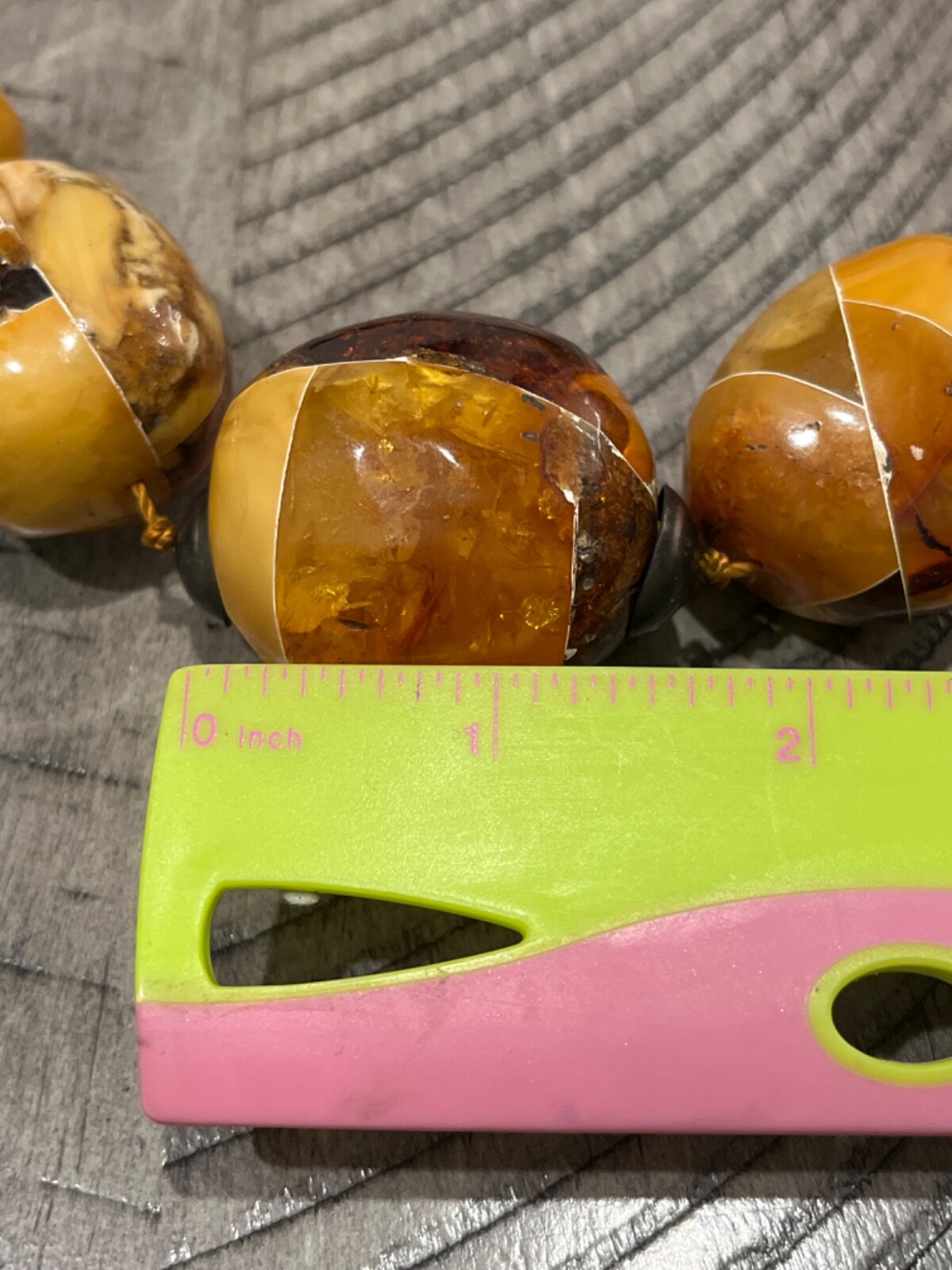 OLD massive butterscotch baltic amber cobblestone-work 26.5″ necklace 062024eH@