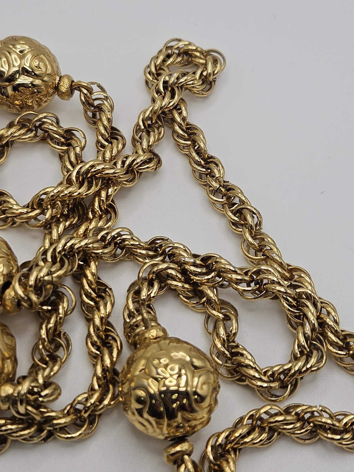 Vintage Yves Saint Laurent YSL Gold Tone Rope Chain Necklace AS IS