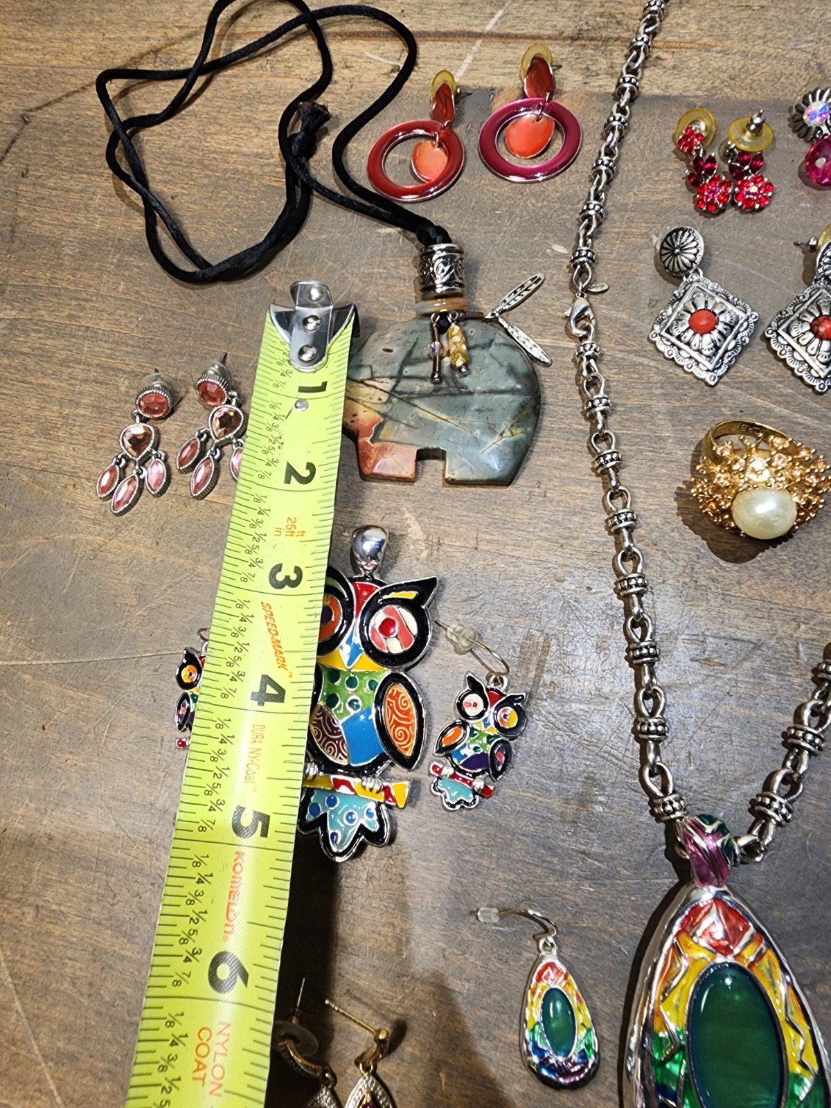 Rhinestone Bear Rainbows Owl 26 Pc Earrings, Necklaces Costume Jewelry Lot