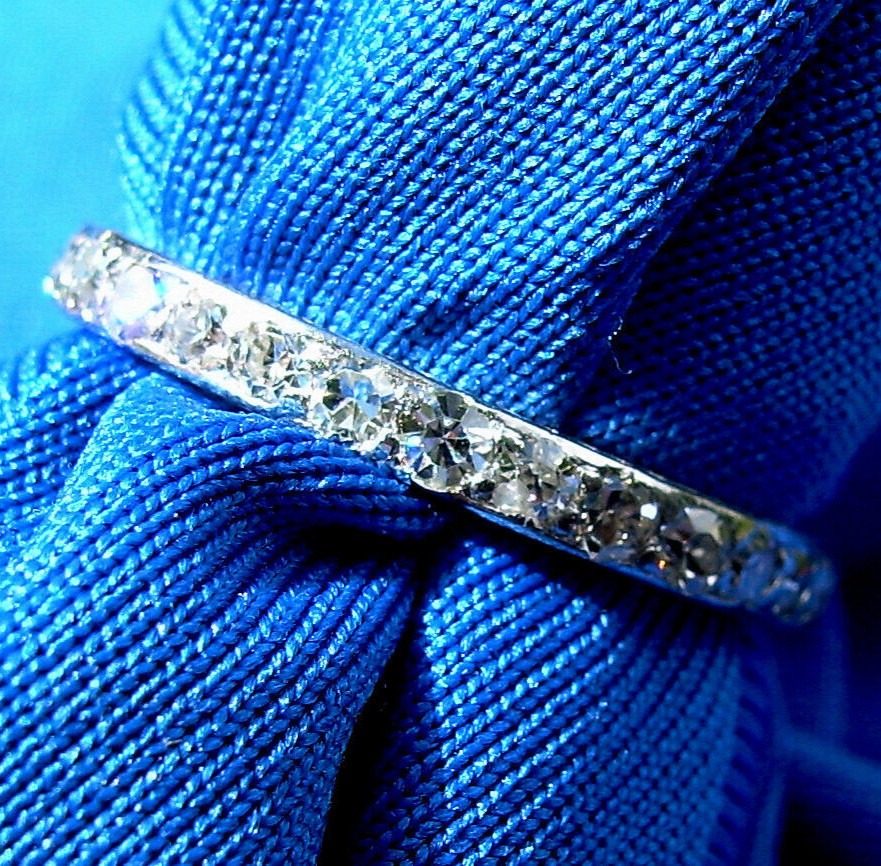 Original EARTH MINED DIAMOND Wedding Band Deco PLATINUM Eternity Ring Size 6.25