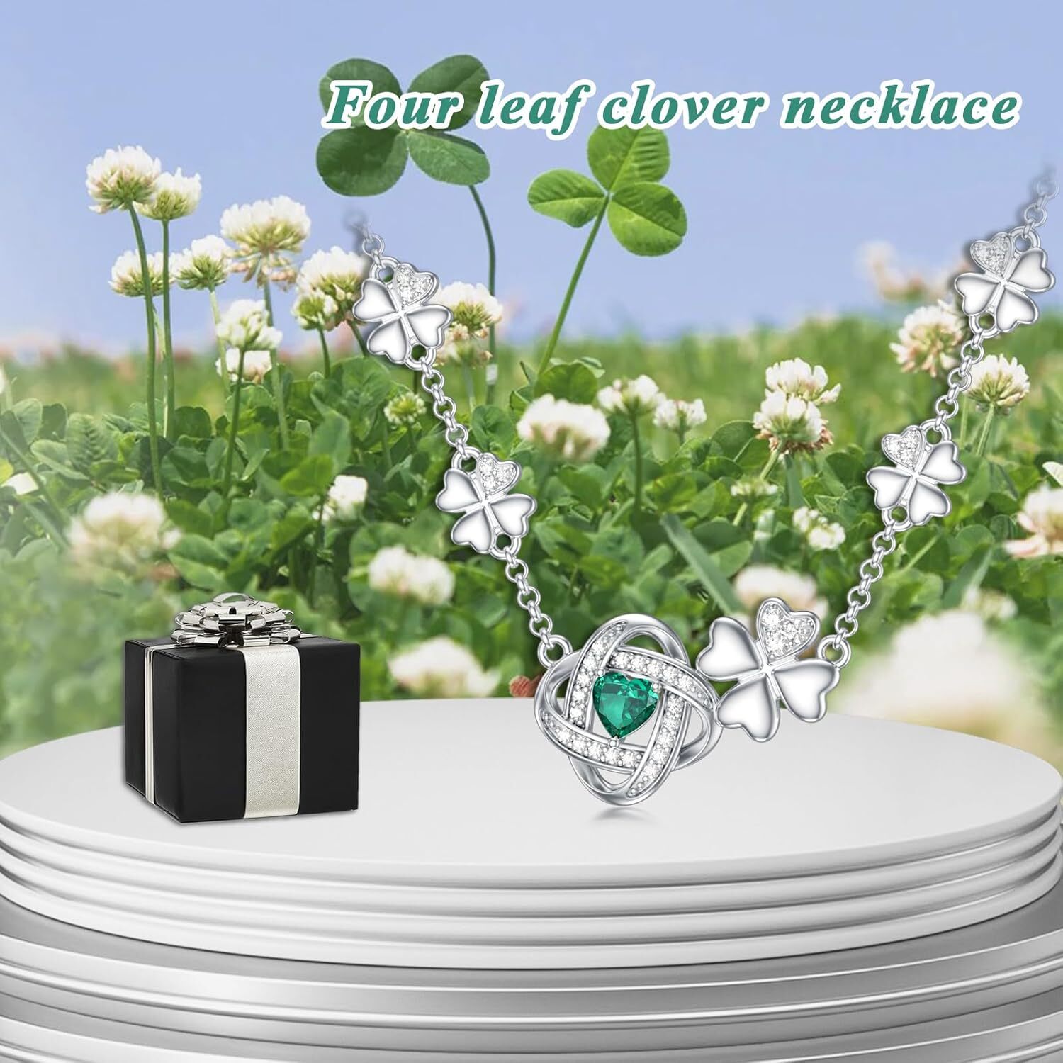 Sterling Silver Four leaf Clover Necklace Birthday Anniversary Gifts for Women