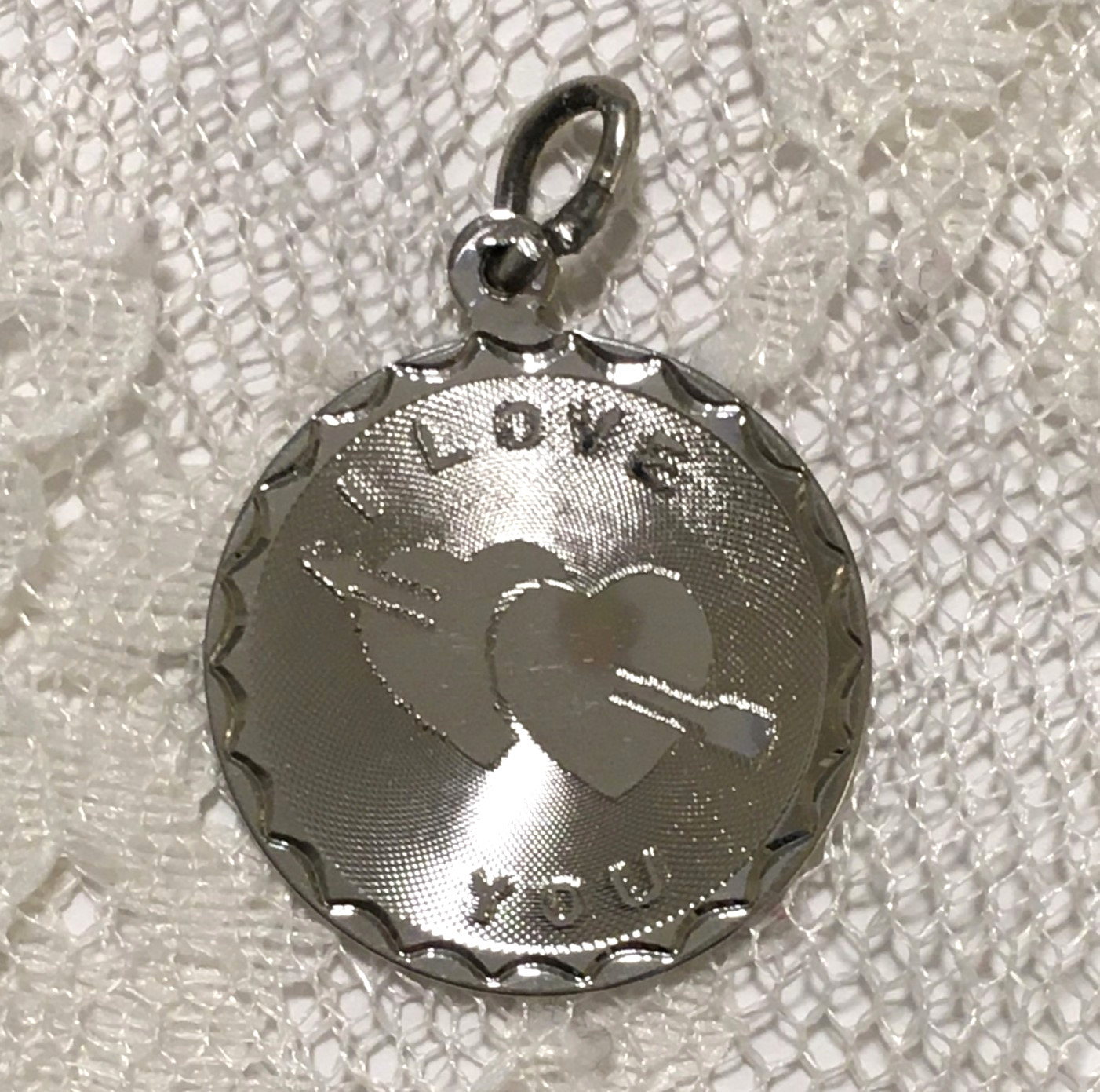Vintage Sterling Silver Charm I Love You Double Hearts I love you Engraving 70s