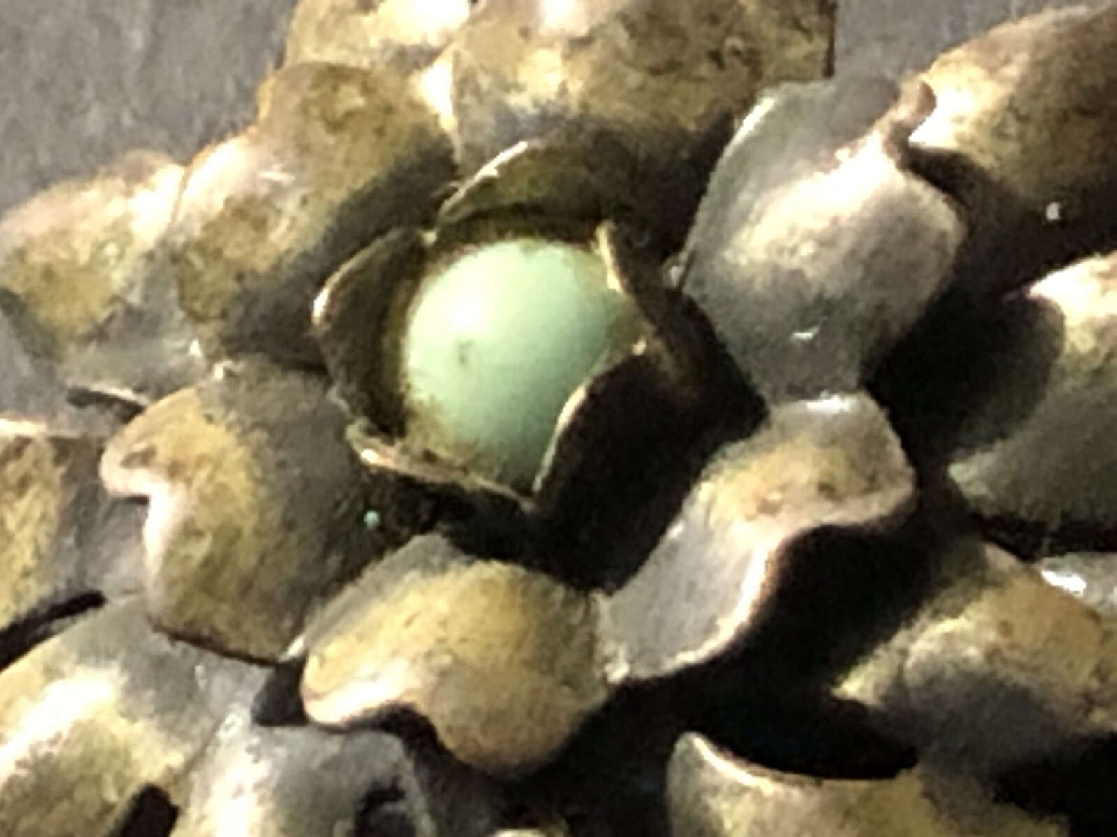 Large Vintage Bronze Color Flower Bouquet Brooch Pin w/Green Turquoise Men/Women