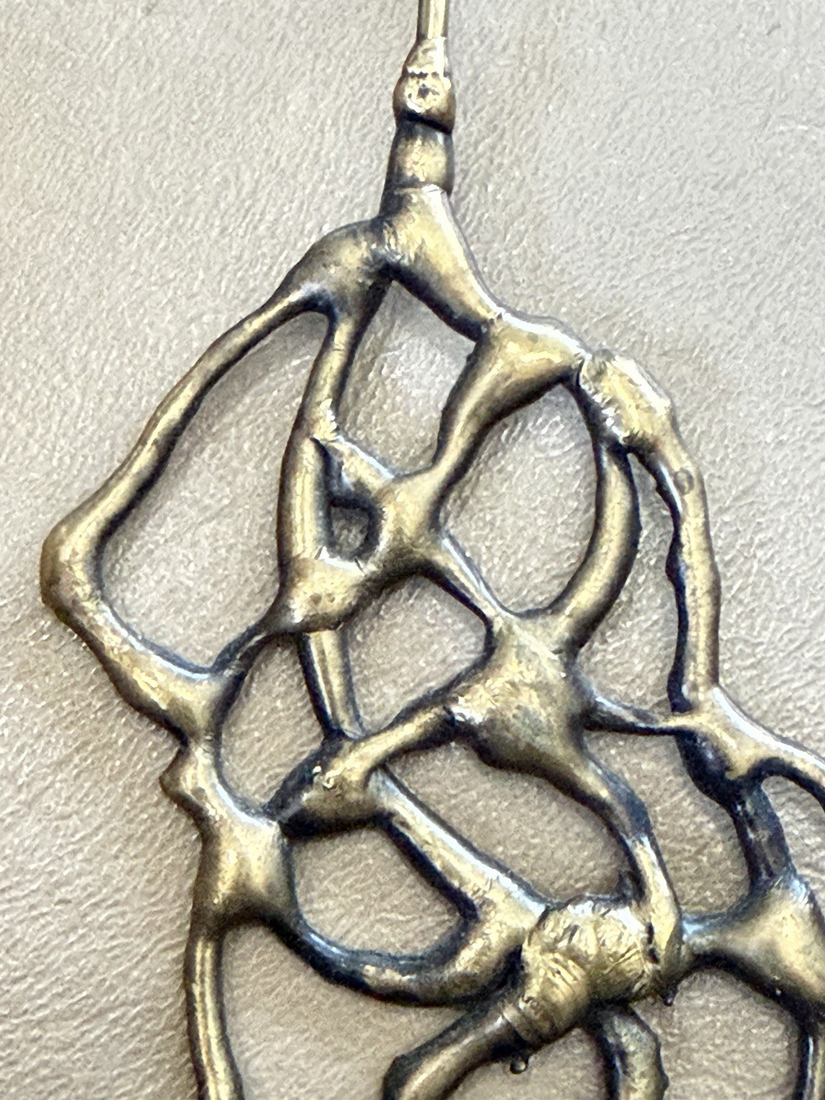 Mid Century Modern Modernist BRUTALIST Brass Bronze Abstract Pendant