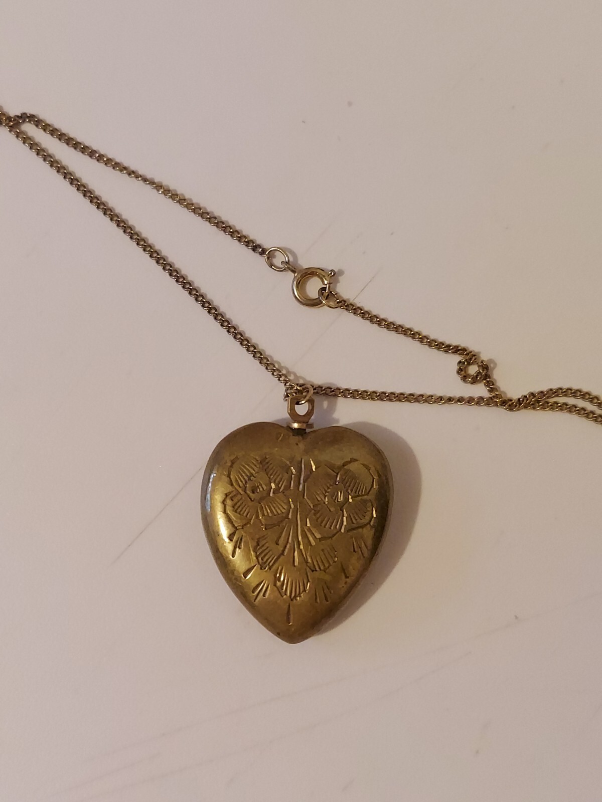 Solid Brass Heart Pendant Etched On 18 Inch Chain India