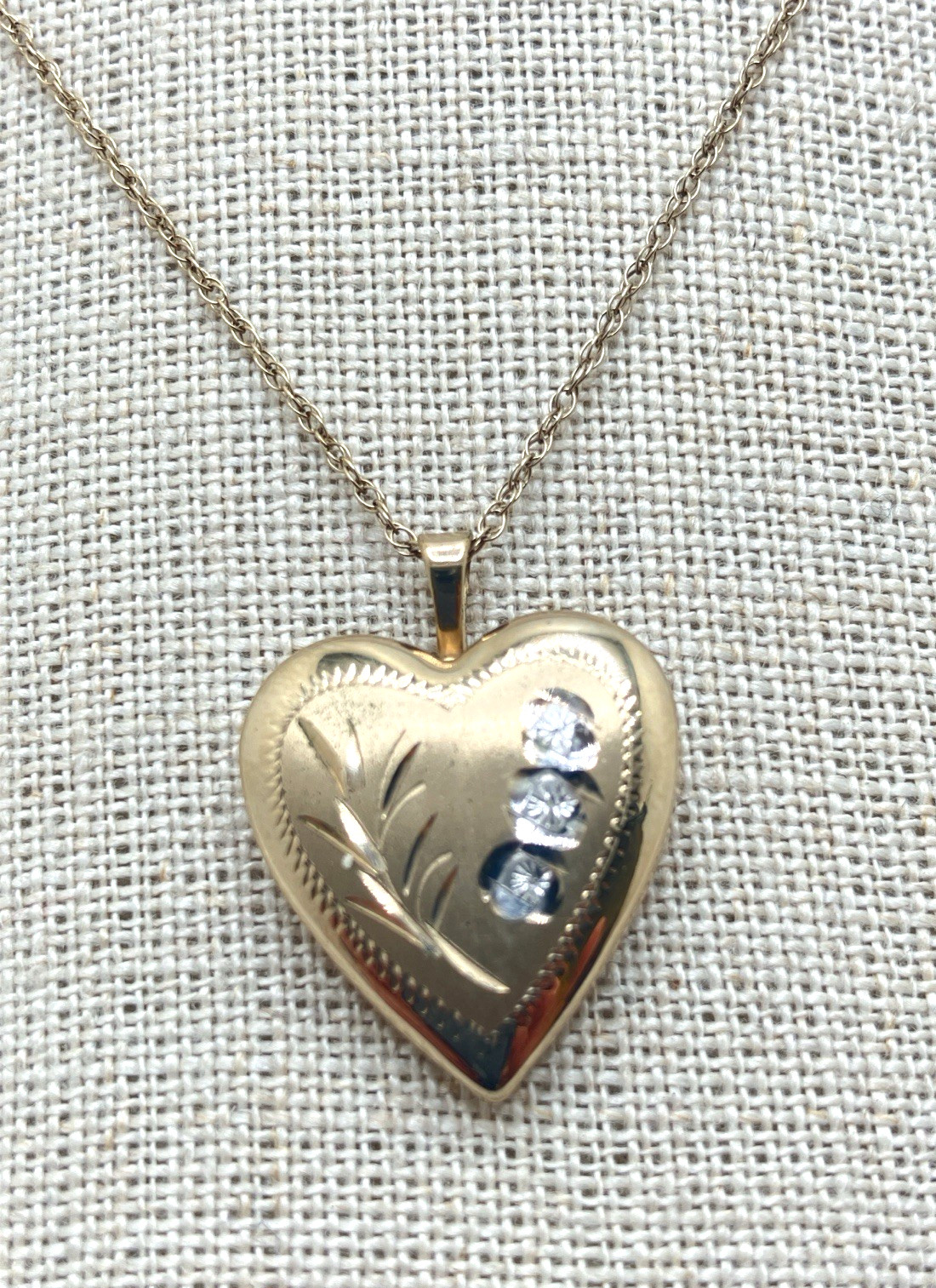 14K Gold-Filled Vintage Etched Locket Stamped PPO 18″