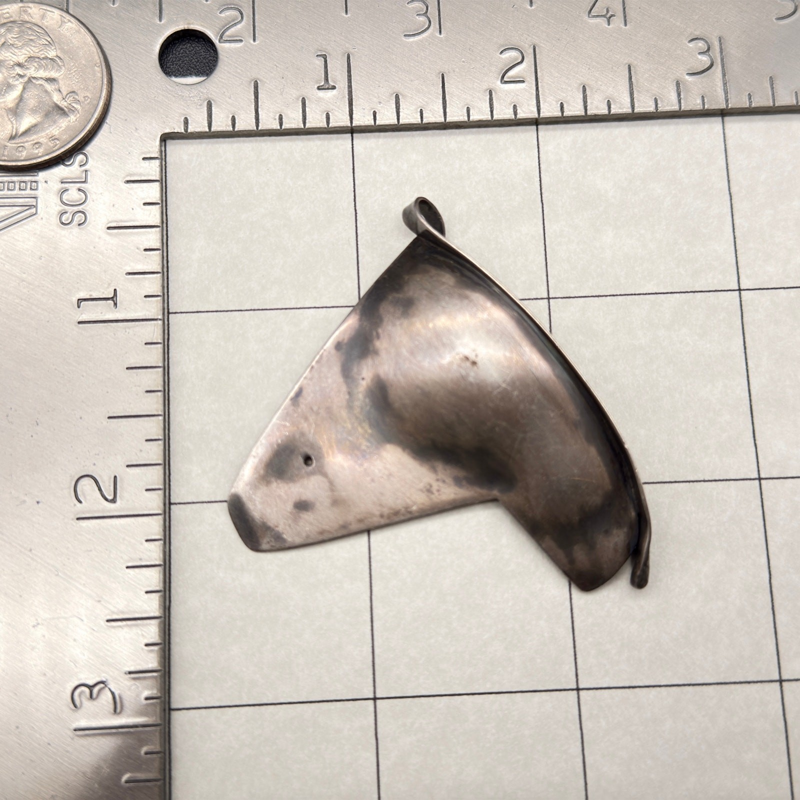 Vintage Brutalist Abstract Agate Silver Pendant