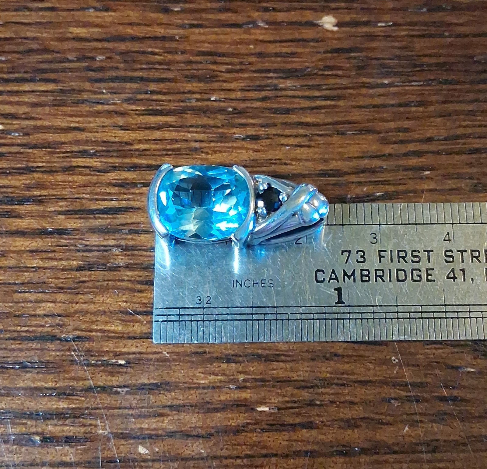 Vintage 1990s Sterling Blue Topaz & Sapphire Pendant 4.8g See Pics/Description