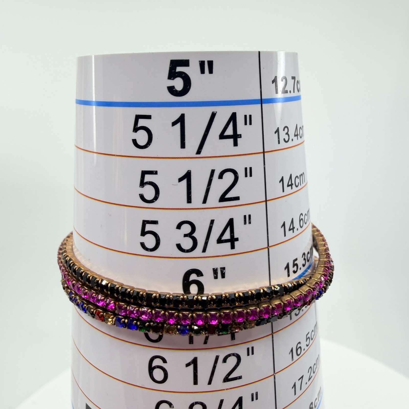 Vintage Bronze Tone Multi Color Rhinestone Stackable Stretch Bracelet Set 3 90s