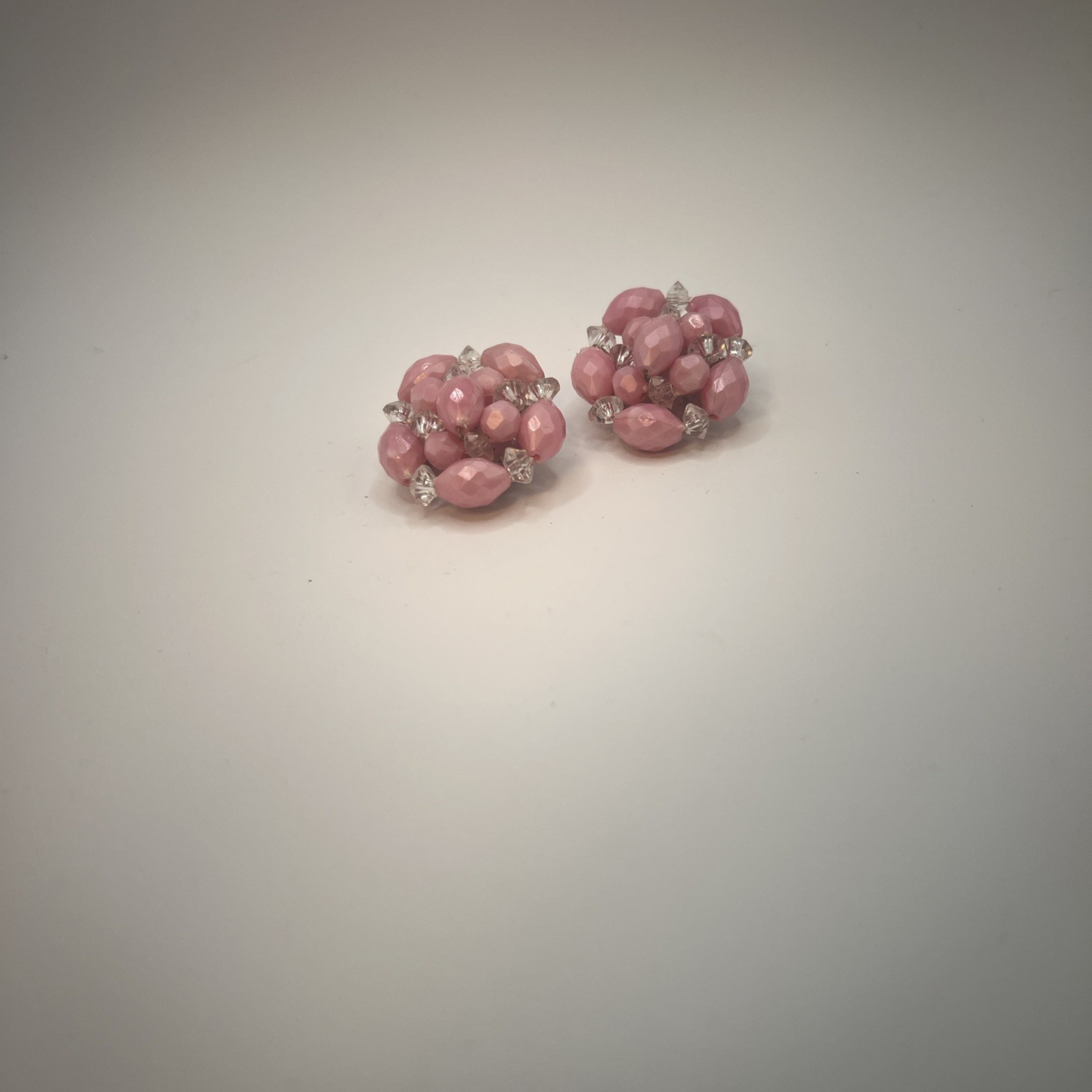 Vintage Made In Western Germany Cluster Clip On Earrings Beads, 1940-1950