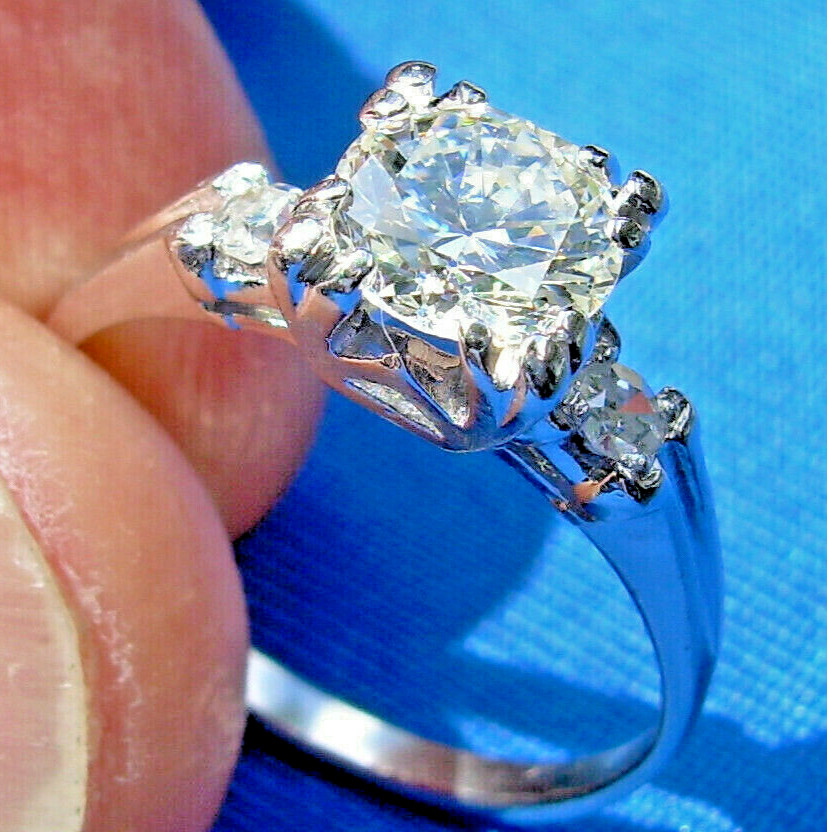 Original EARTH MINED DIAMOND Art Deco Engagement Ring 14K GOLD Vintage Solitaire