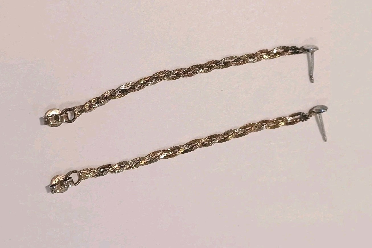 Vintage Sterling Silver Wrap Around Braided Rope Earings Marked 925