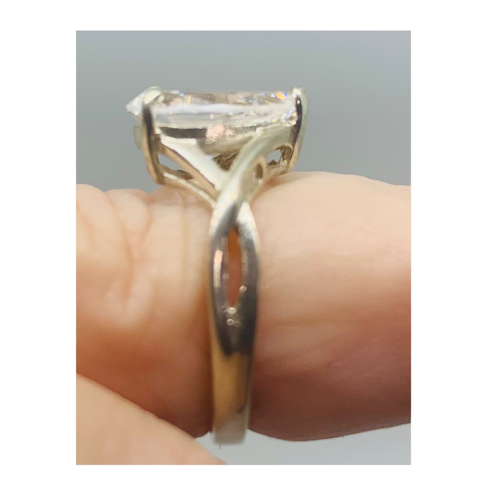 Vintage Lind 925 Sterling Silver Pear Shaped Solitaire Ring Size 7