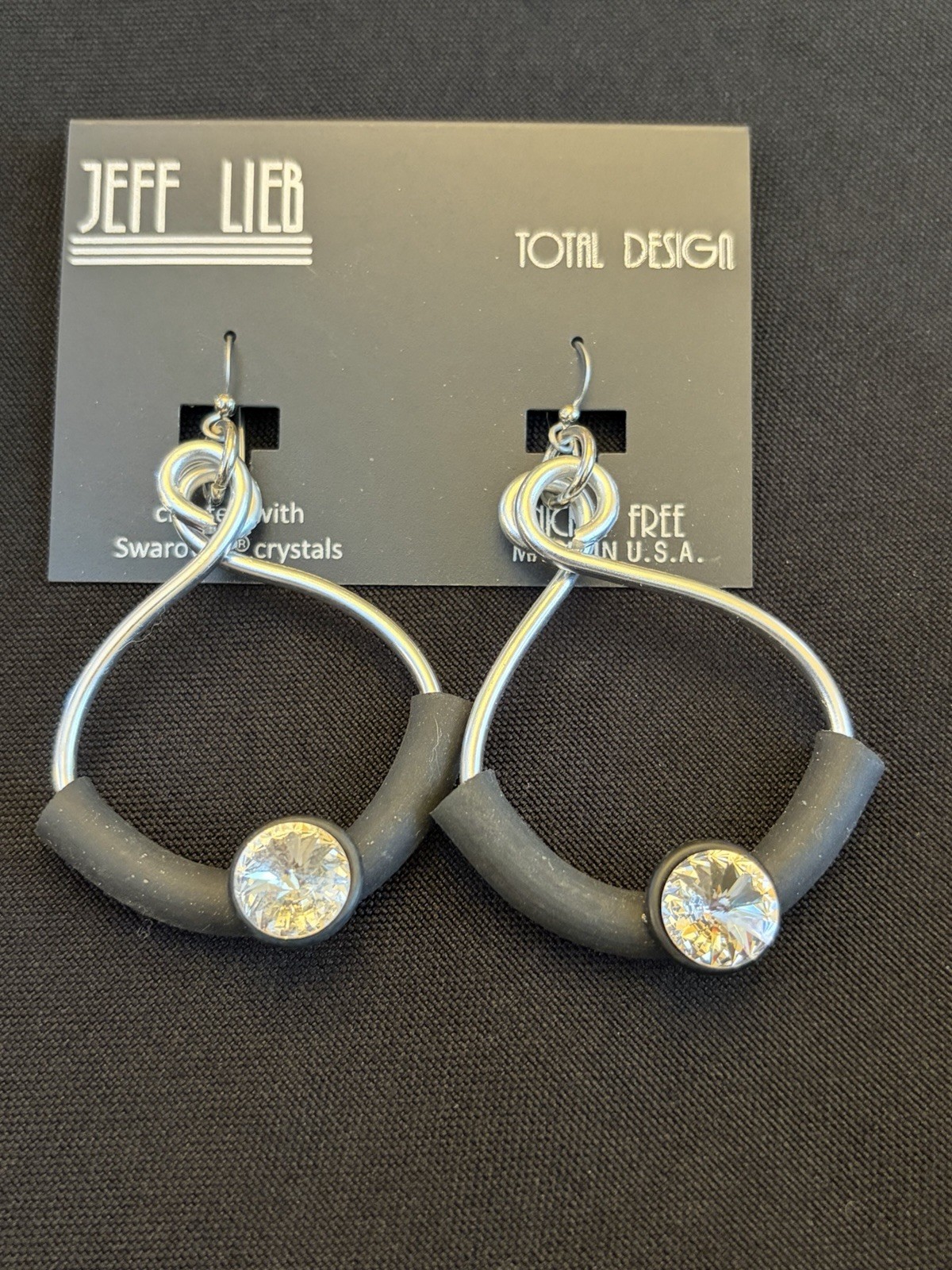 NEW Jeff Lieb Clear Swarovski Rhinestone Bead Dangle Earrings Total Design