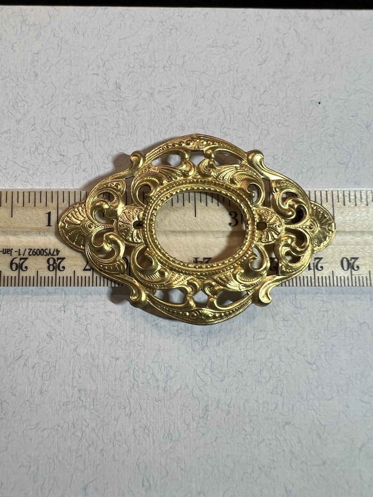 VINTAGE FILIGREE BRASS STAMPING FRAME FOR CABOCHON/JEWELRY/BROOCH FAMOUS MAKER
