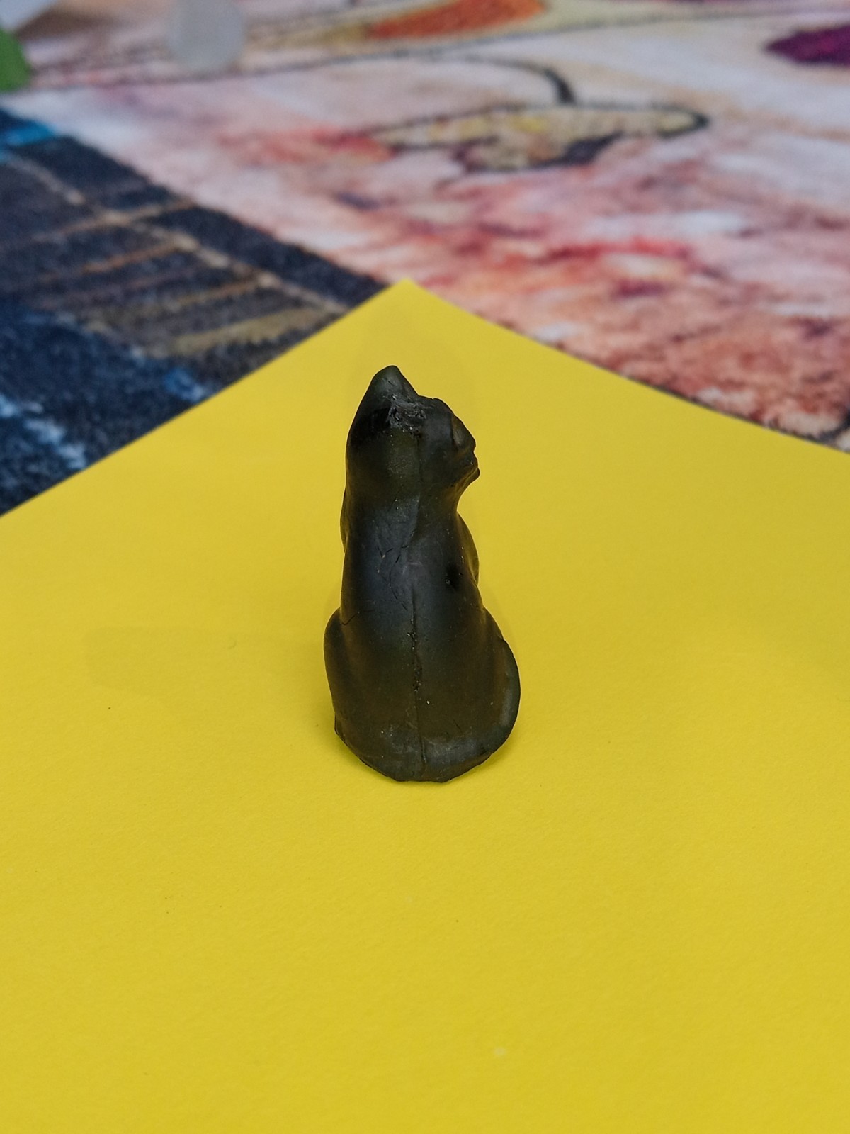 Antique, Vintage, Czech Black Cat Cracker Jack Glass Charm, Prize, 1″