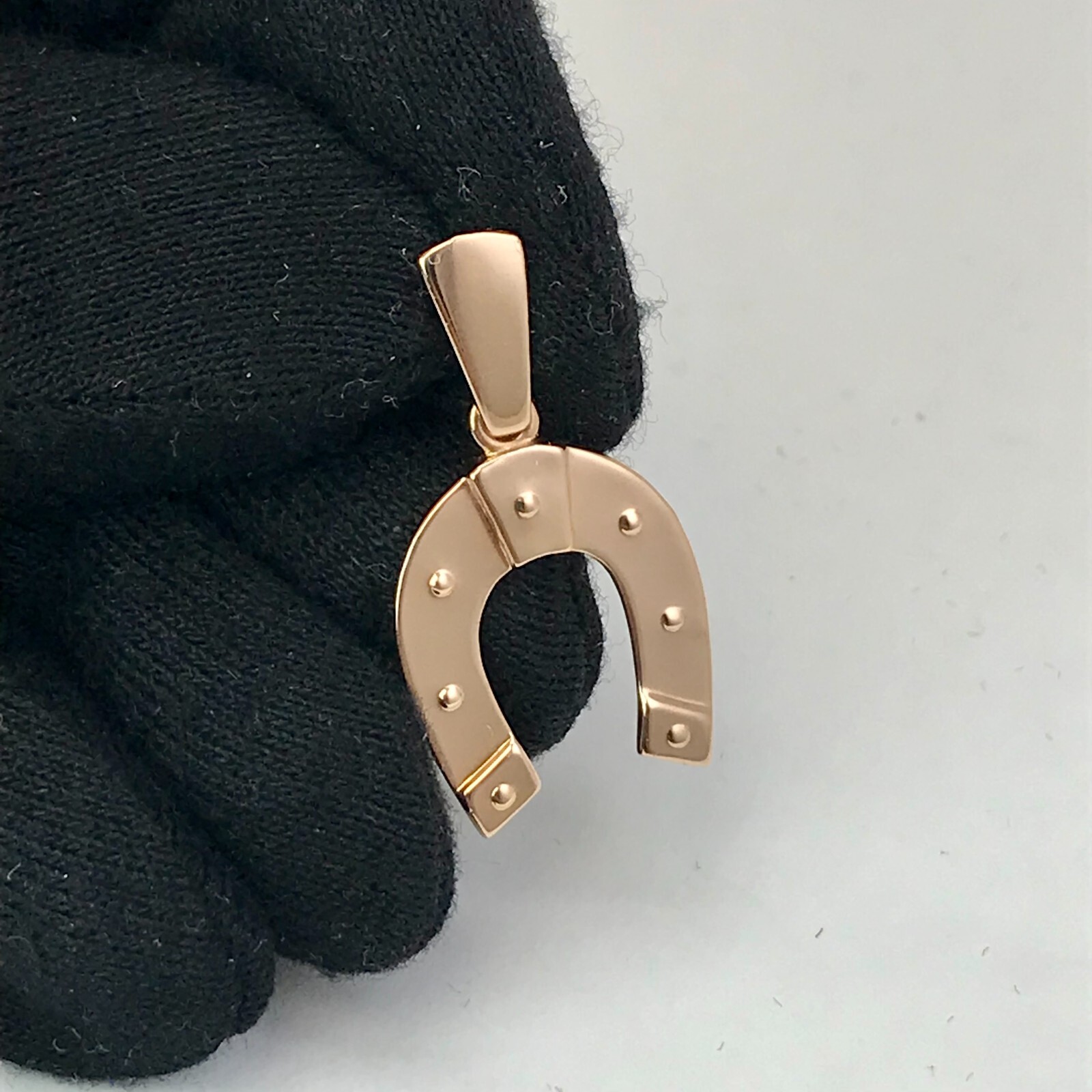 Chic Vintage Original Soviet Rose Gold 583 14k Pendant “Horseshoe” 1,73 g.