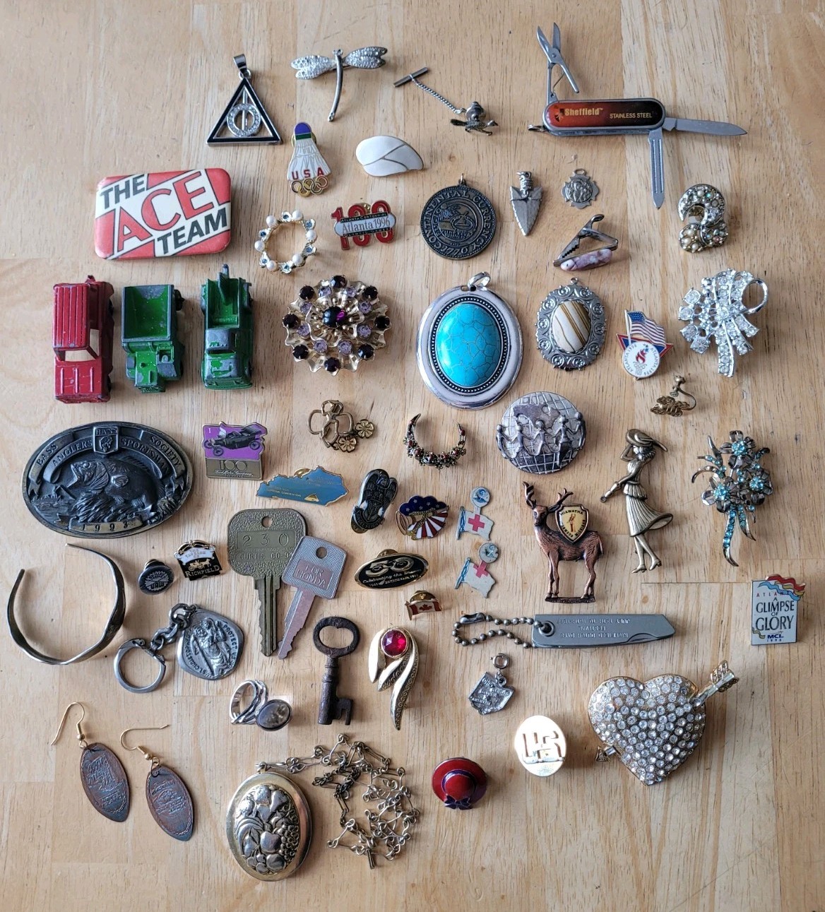 Vintage Junk Drawer Lot of Jewelry and Collectables. Unresearched Resell/Collect