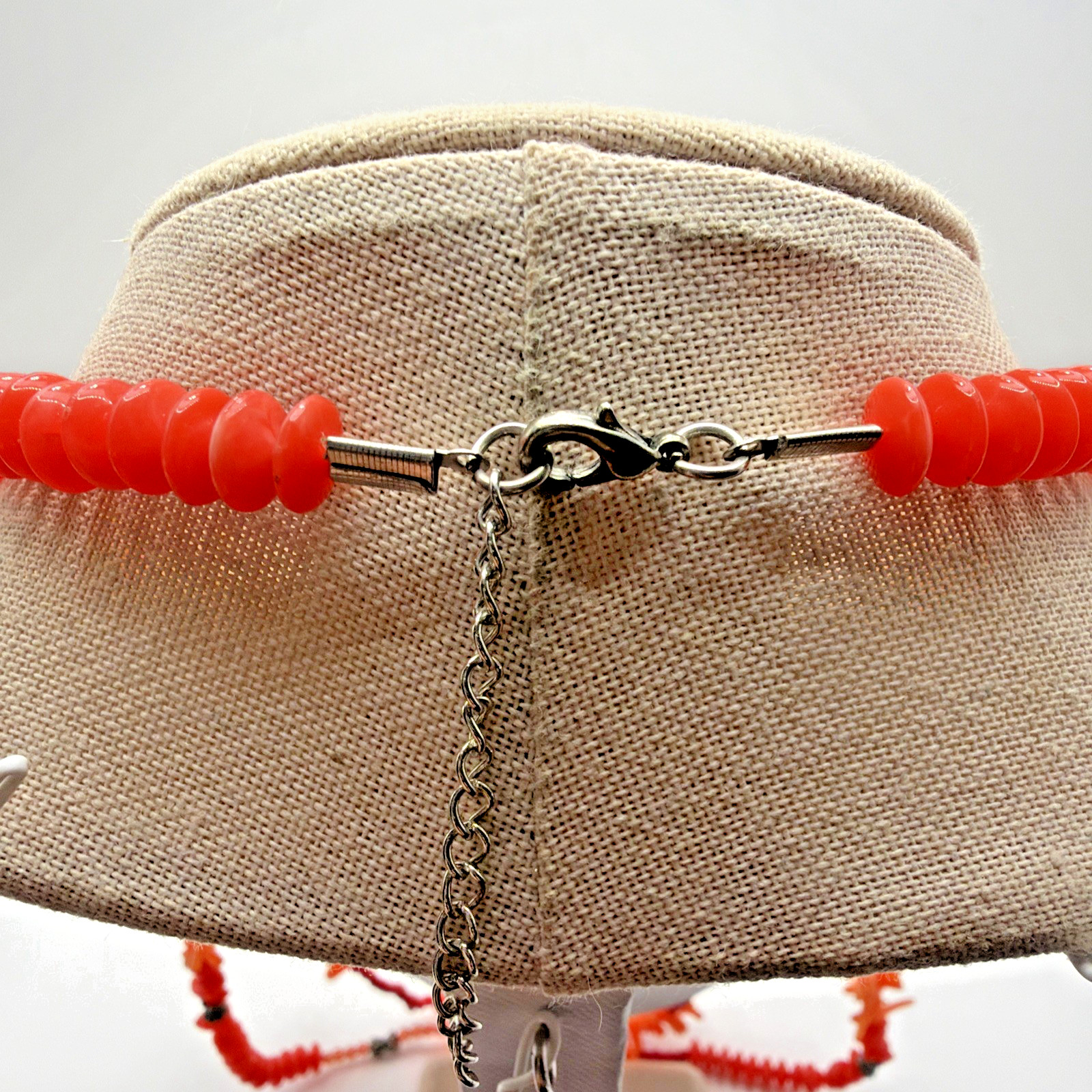 Vintage Faux Coral Necklace Orange Acrylic & Lucite Multi Strand Size 28.5”