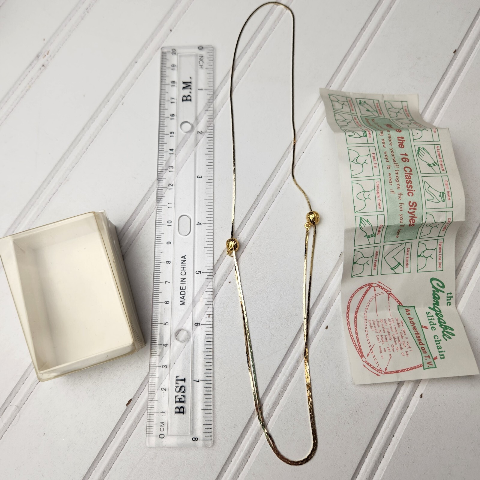 Vintage Changeable Slide Chain Necklace Gold Tone Vintage With Ball Design