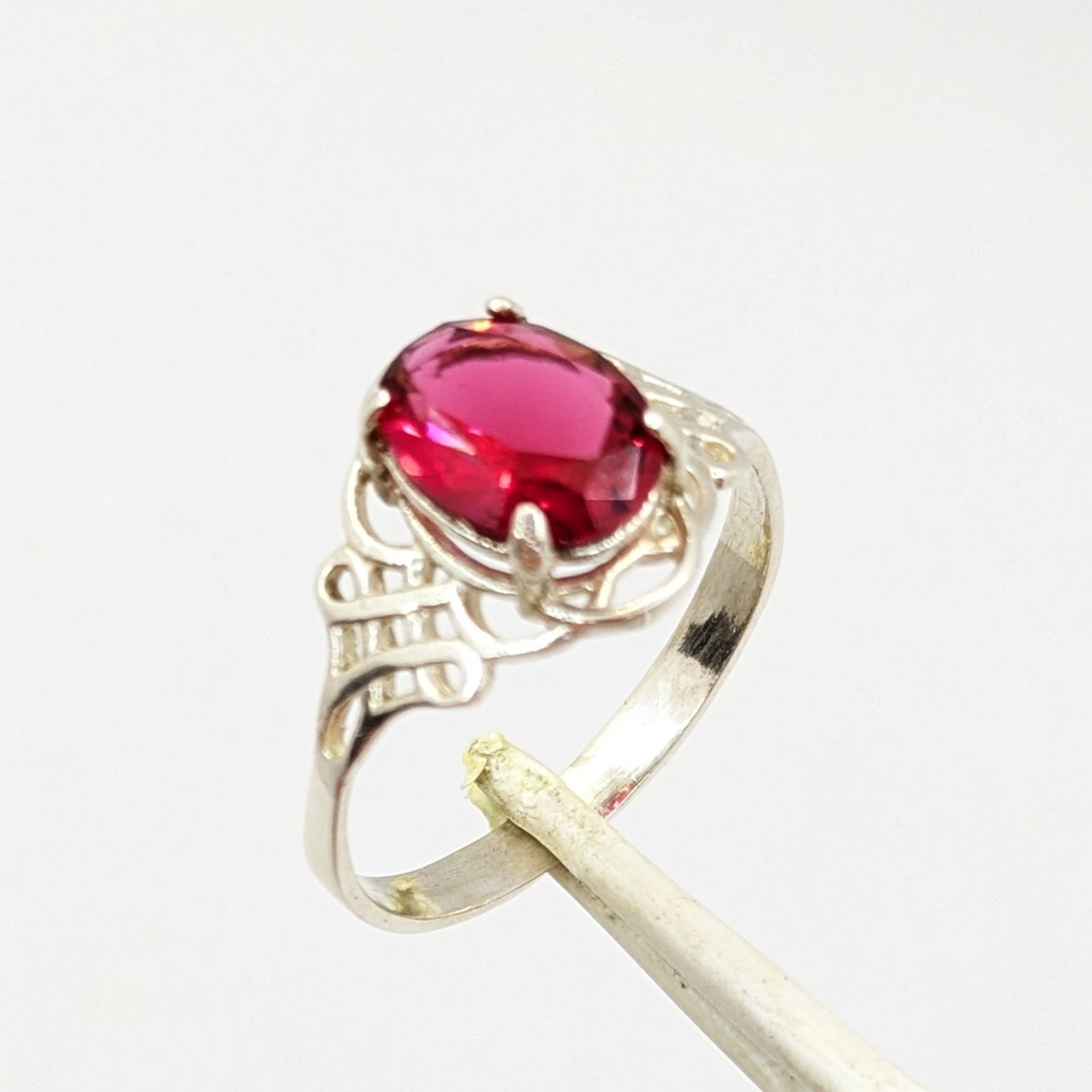 Vintage Elegant RING Silver 925 with Chic Bright Stone-size: 8.75US (18.5mm)| #7
