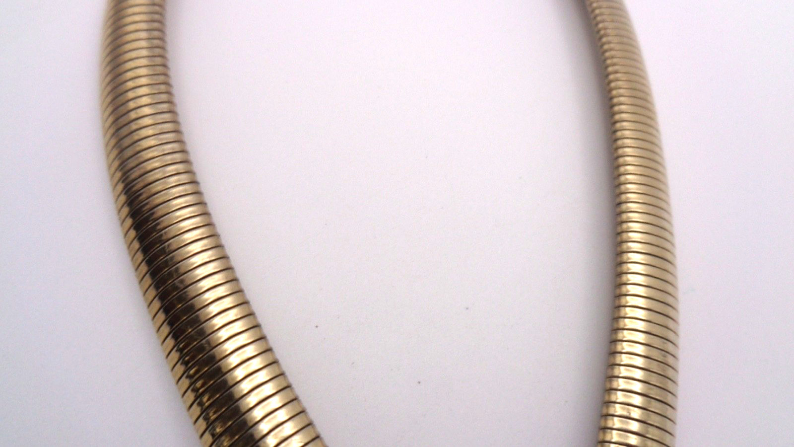 Fabulous Vintage Gold Tone Omega Double Rhinestone Snake Head Necklace