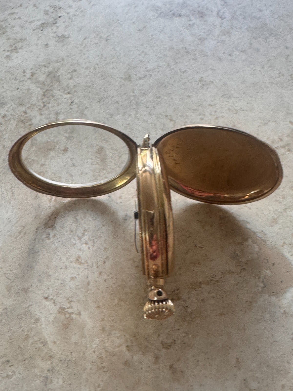 Antique Elgin 14K Gold Trench Watch, 1914 Production Year.