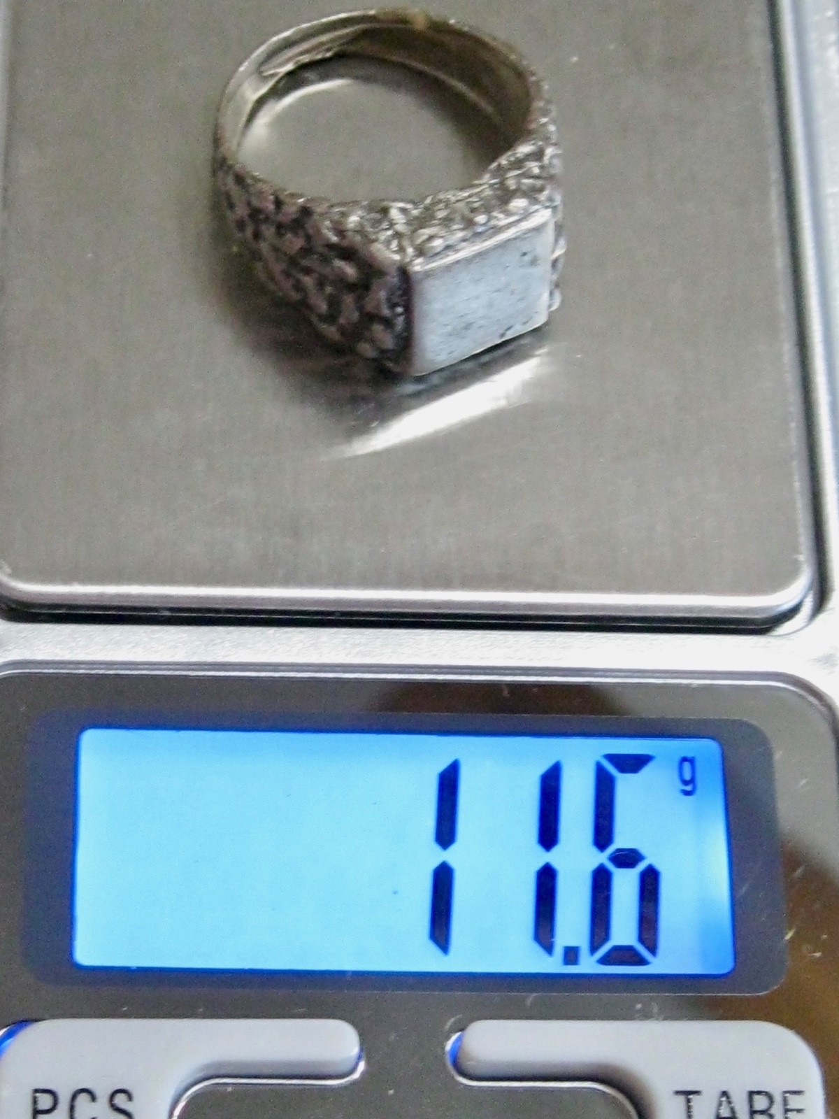 ARTS AND & CRAFTS STERLING SILVER SIGNET INITIAL MONOGRAM BLANK MENS MANS RING