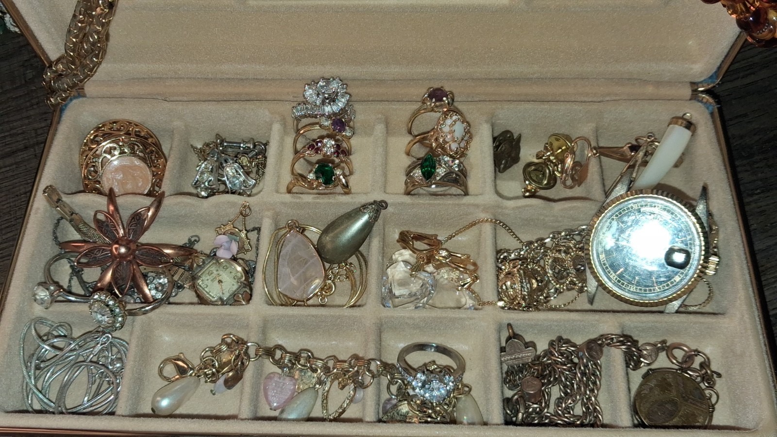 Vintage Estate Jewelry Lot Ussr Laquer Box 18kt H.G.E🔥🔥 Cameo